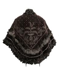 Victorian Velvet Cape with Beaded and Feather Trim