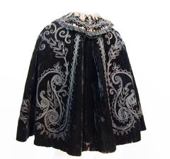 Edwardian Black Velvet Cape with Soutache Trim