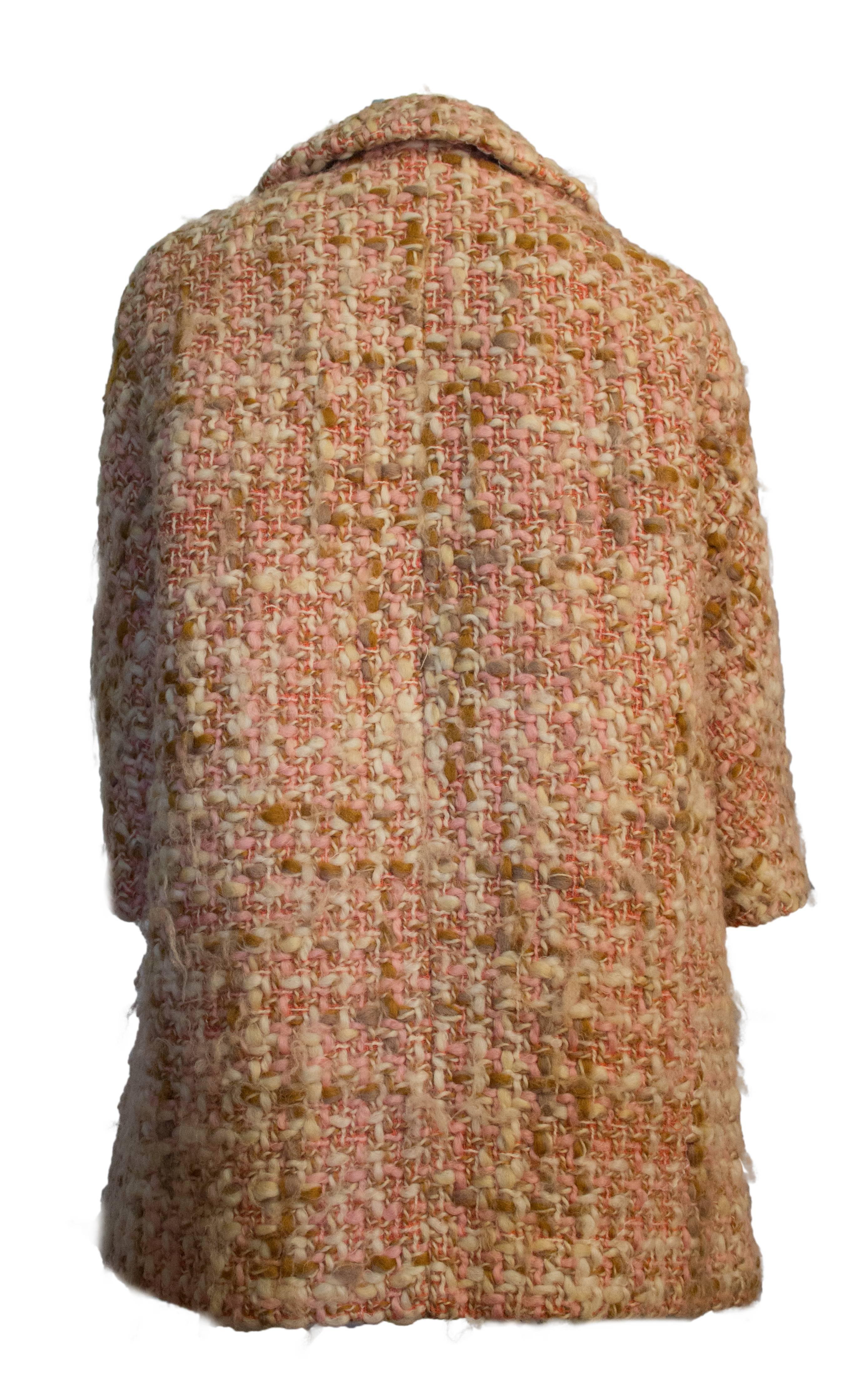 Beige 60s Lilli Ann Knit Tweed Pink and Tan Coat