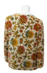 60s Floral Tapestry Jacket with White Leather Trim