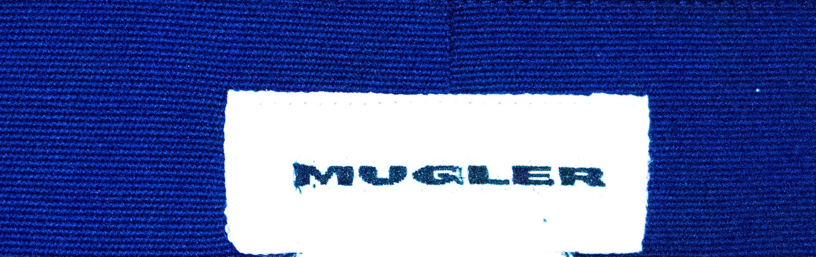 Noir Mugler - Robe manteau ajustée cobalt des années 90  en vente