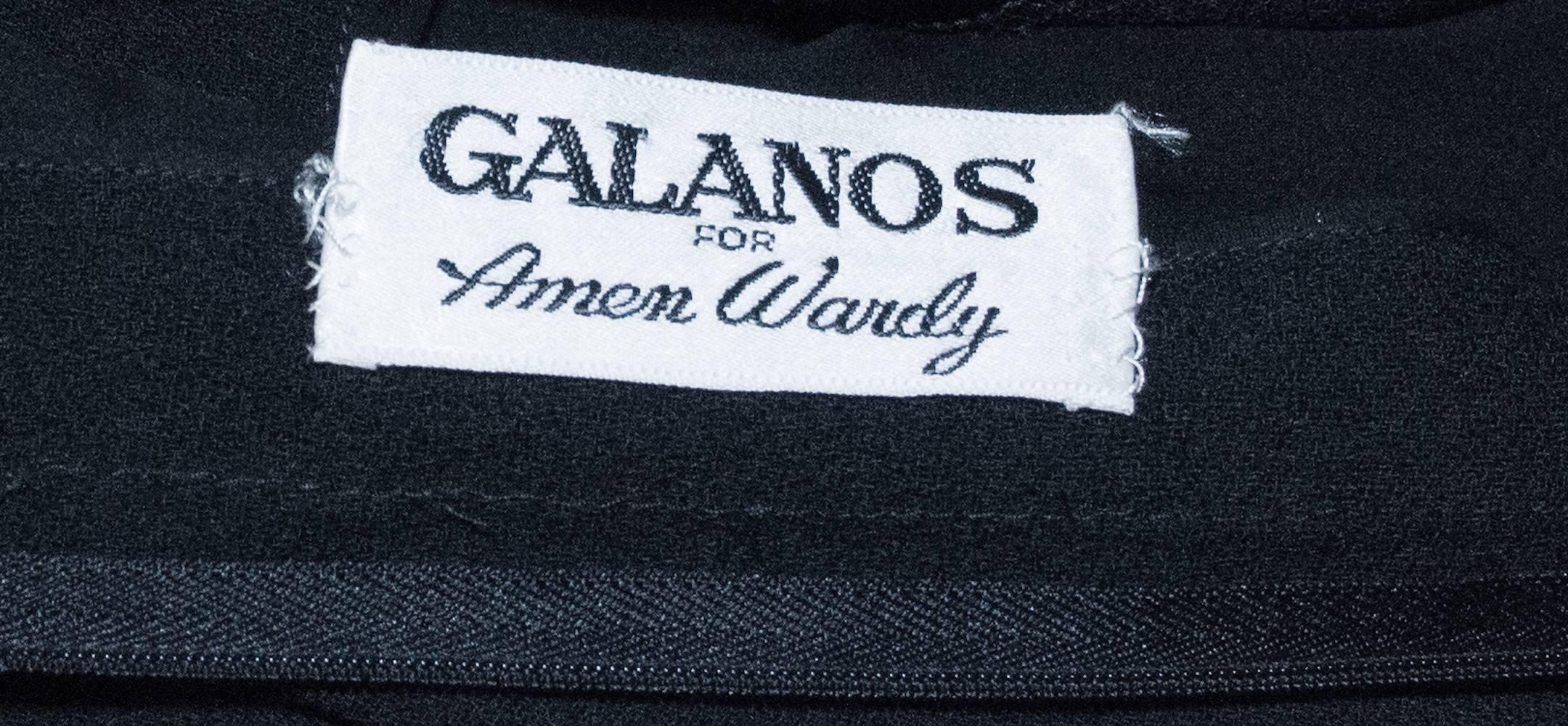 80s Galanos Black Crepe Sheath In Excellent Condition For Sale In San Francisco, CA