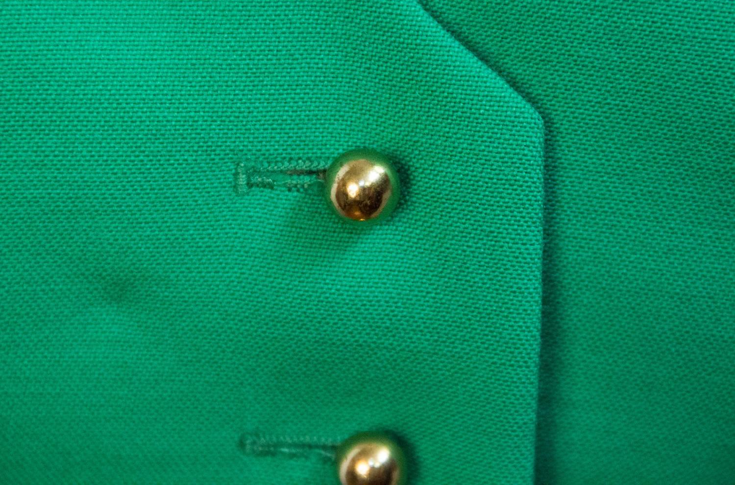Late 60s Fitted Green Skirt Suit with Cord & Leather Belt  In Excellent Condition In San Francisco, CA