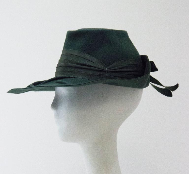1930s Sage Green Felt Ladies Hat at 1stDibs