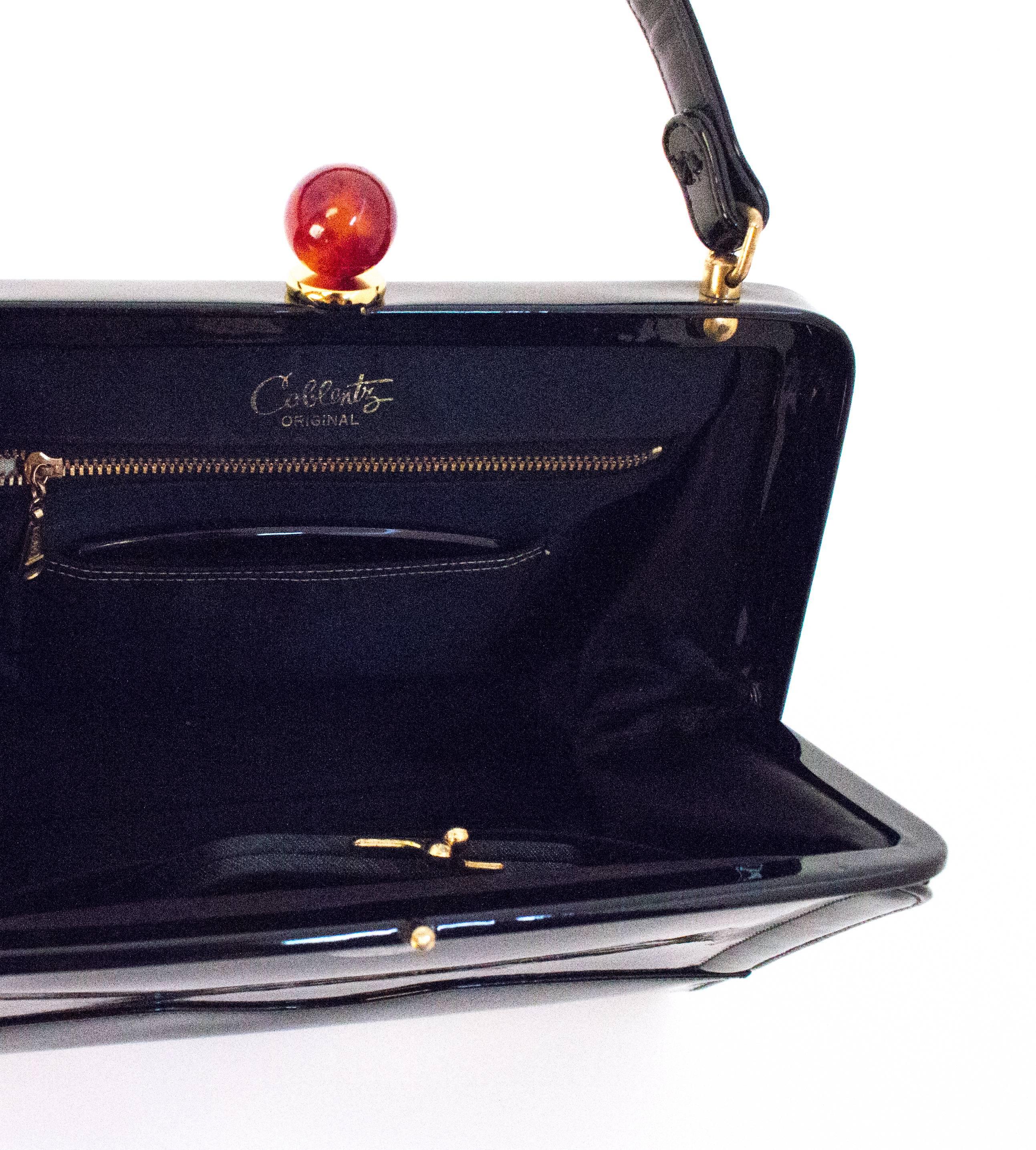 Women's 50s Coblentz Black Patent Leather Handbag