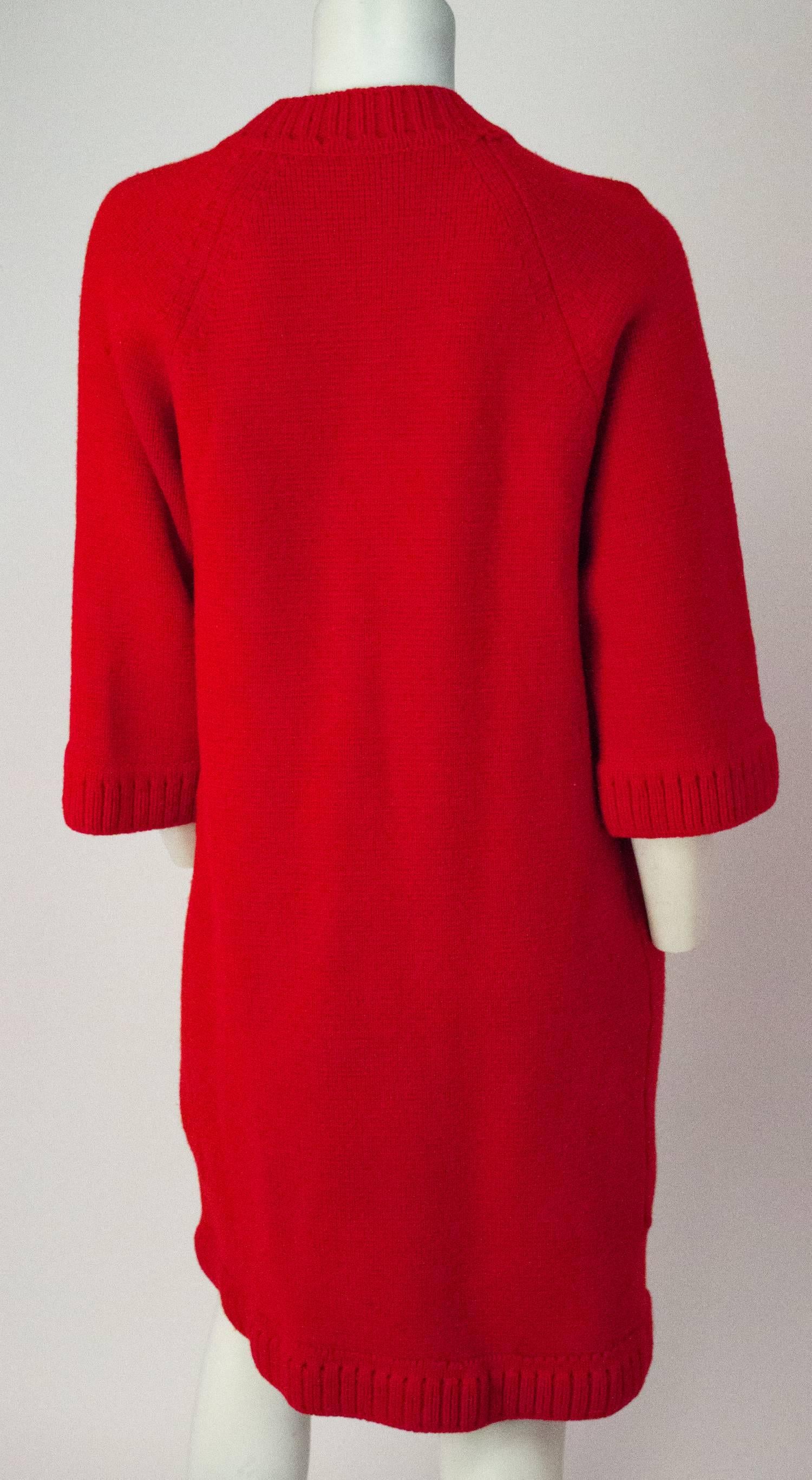 60s Red Sweater Dress In Good Condition For Sale In San Francisco, CA