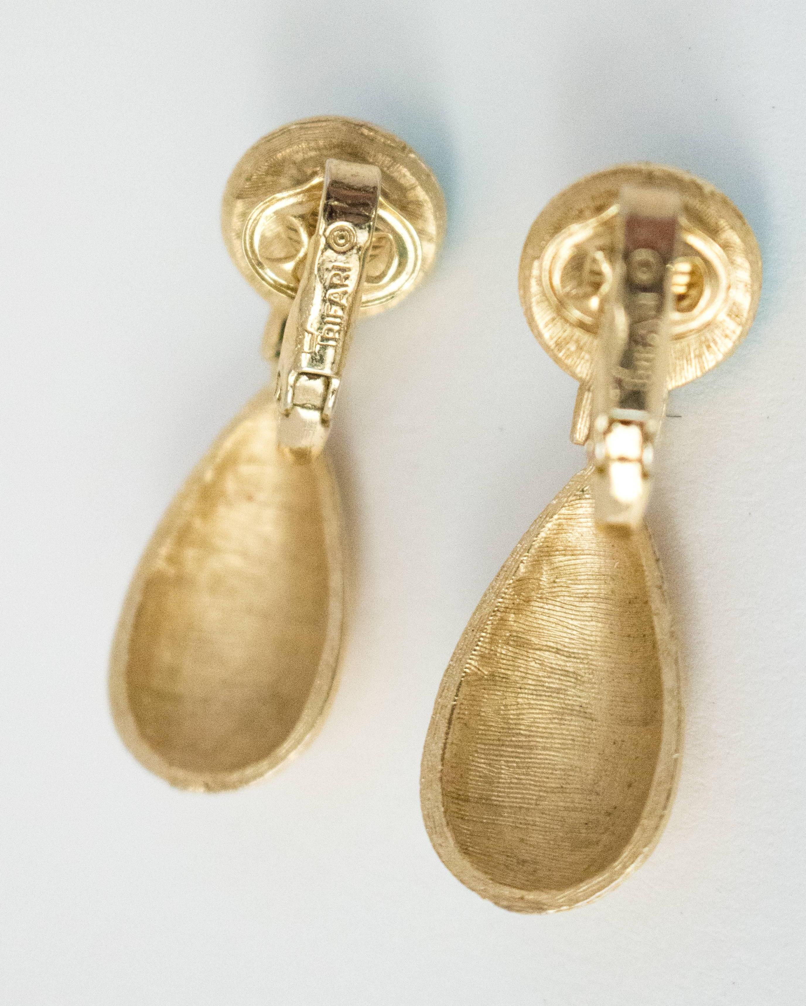 Women's or Men's 50s Trafari Gold Turquoise Tear Drop Earrings