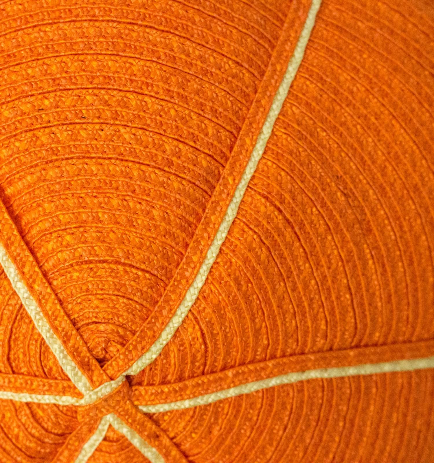 60s Christian Dior Orange Daisy Straw Hat  1