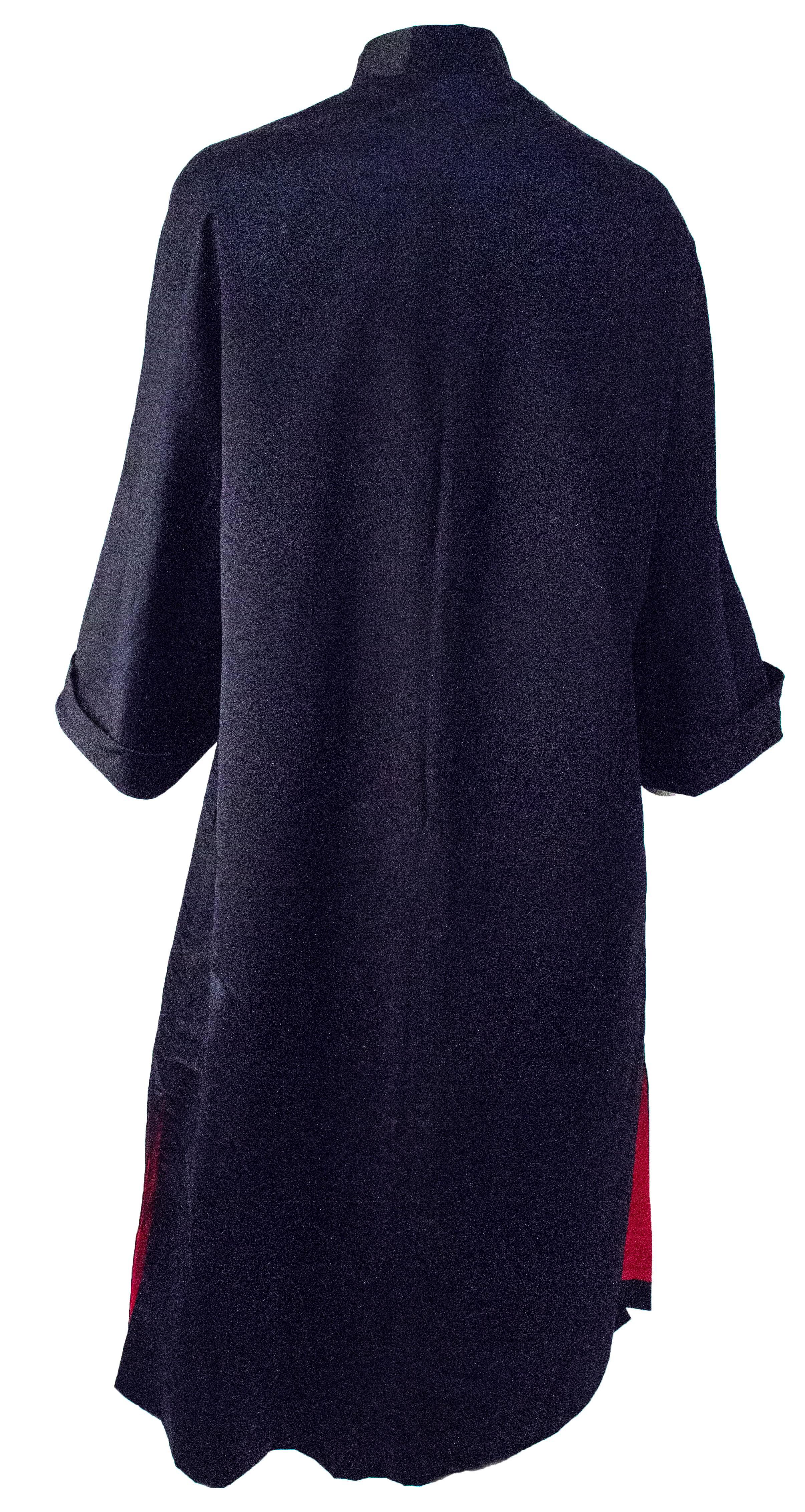 Black 50s Classic Navy Asian Silk Coat Dress