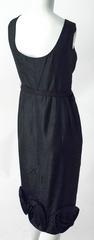 50s Black Silk Rose Dress