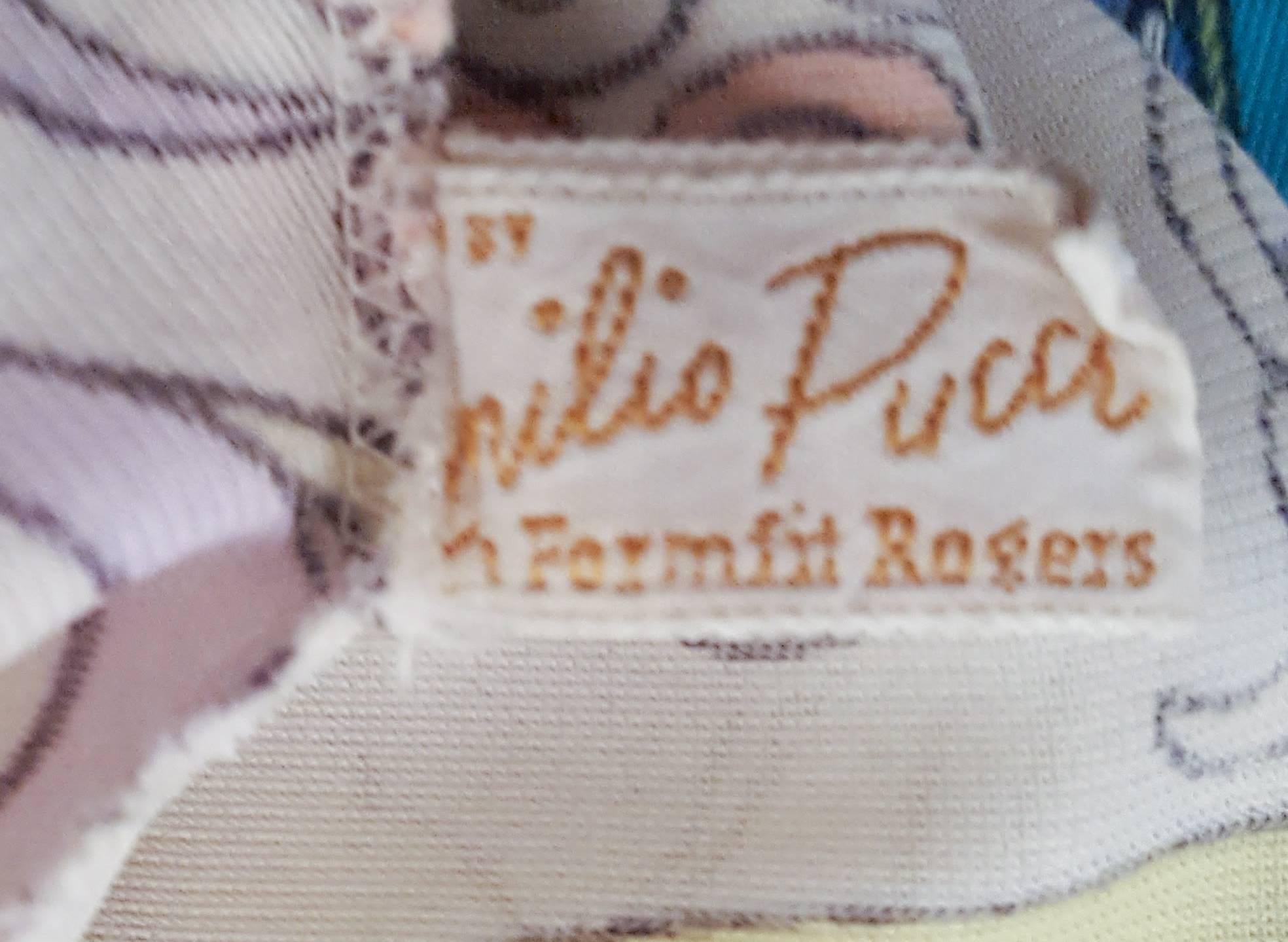 Women's 70s Emilio Pucci for Formfit Rodgers Pastel Handkerchief  Print Dress/Slip