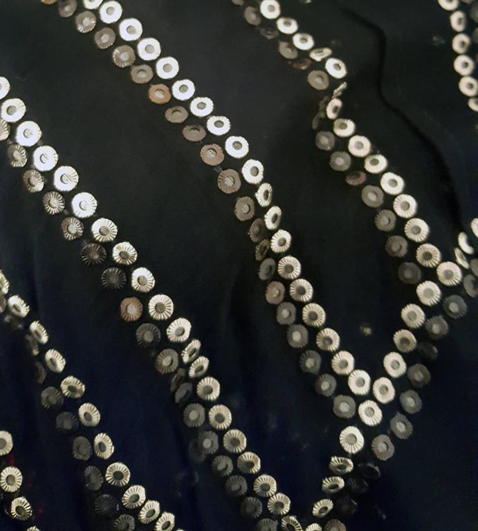 Women's 20s Rhinestone Black Silk Dress For Sale
