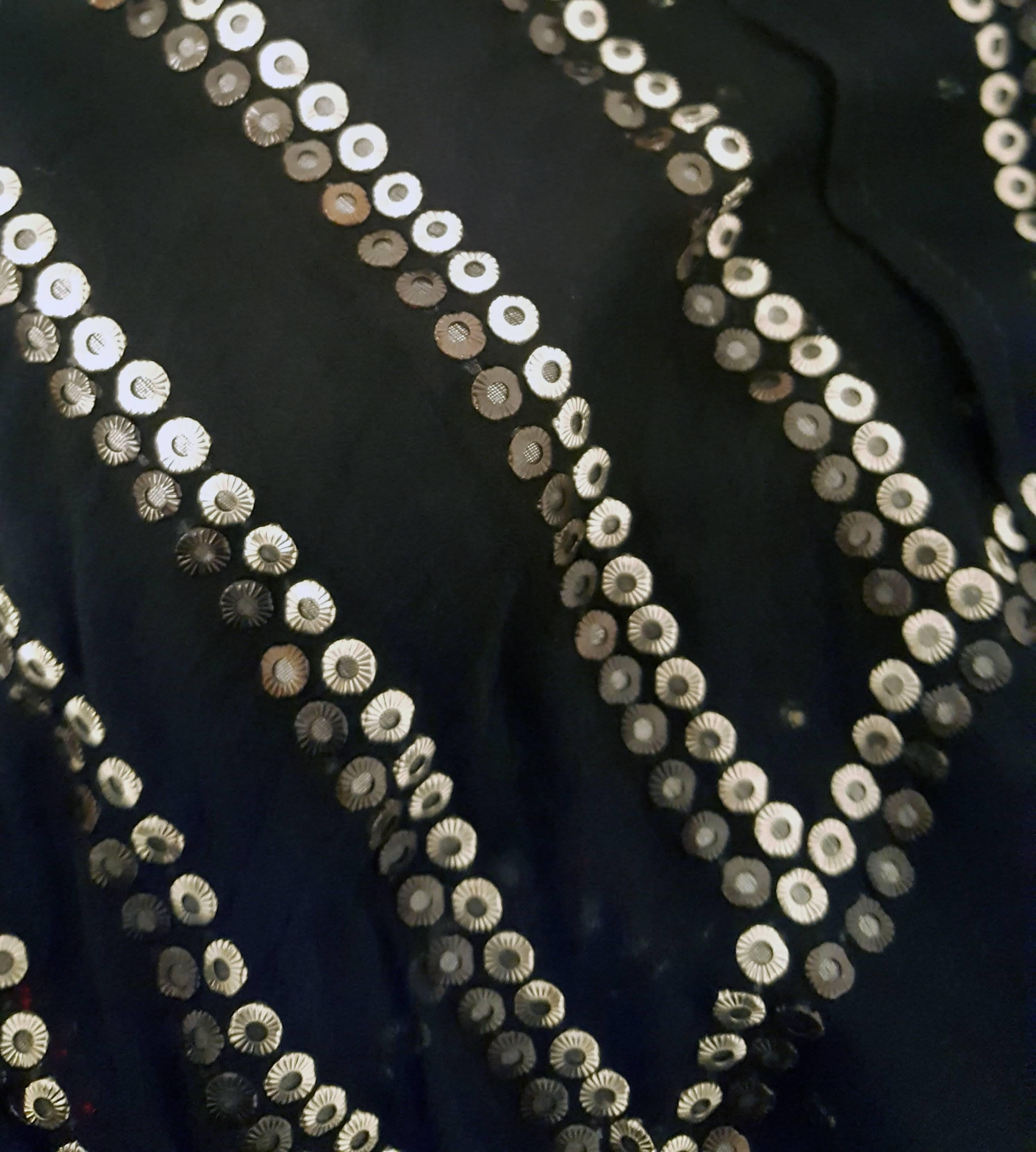 20s Rhinestone Black Silk Dress In Excellent Condition For Sale In San Francisco, CA