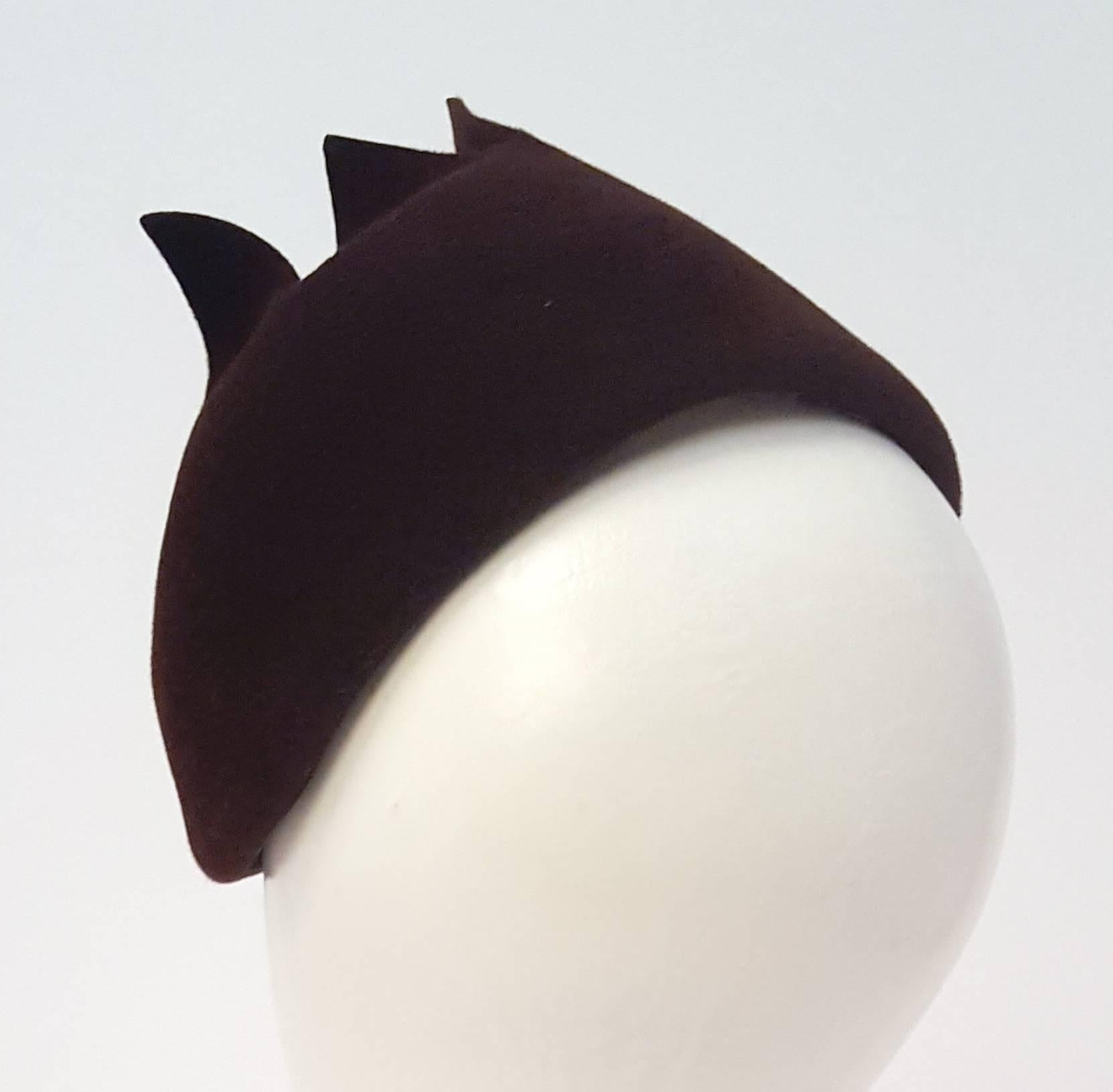 30s Brown Fur Felt Tulip Hat In Excellent Condition In San Francisco, CA