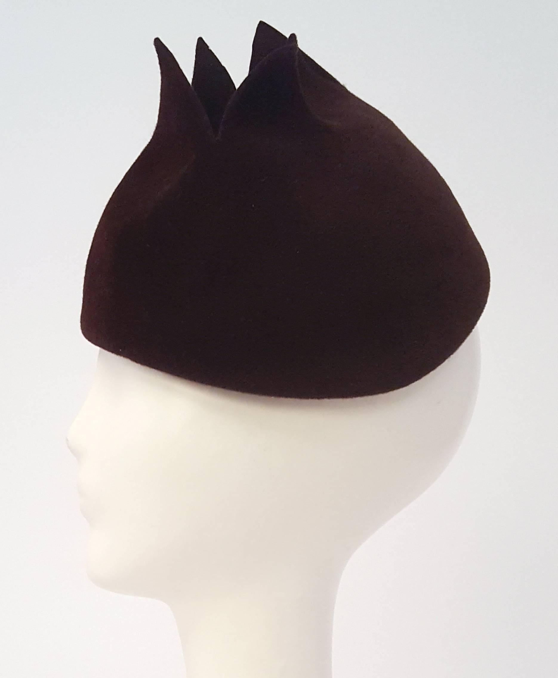 Black 30s Brown Fur Felt Tulip Hat