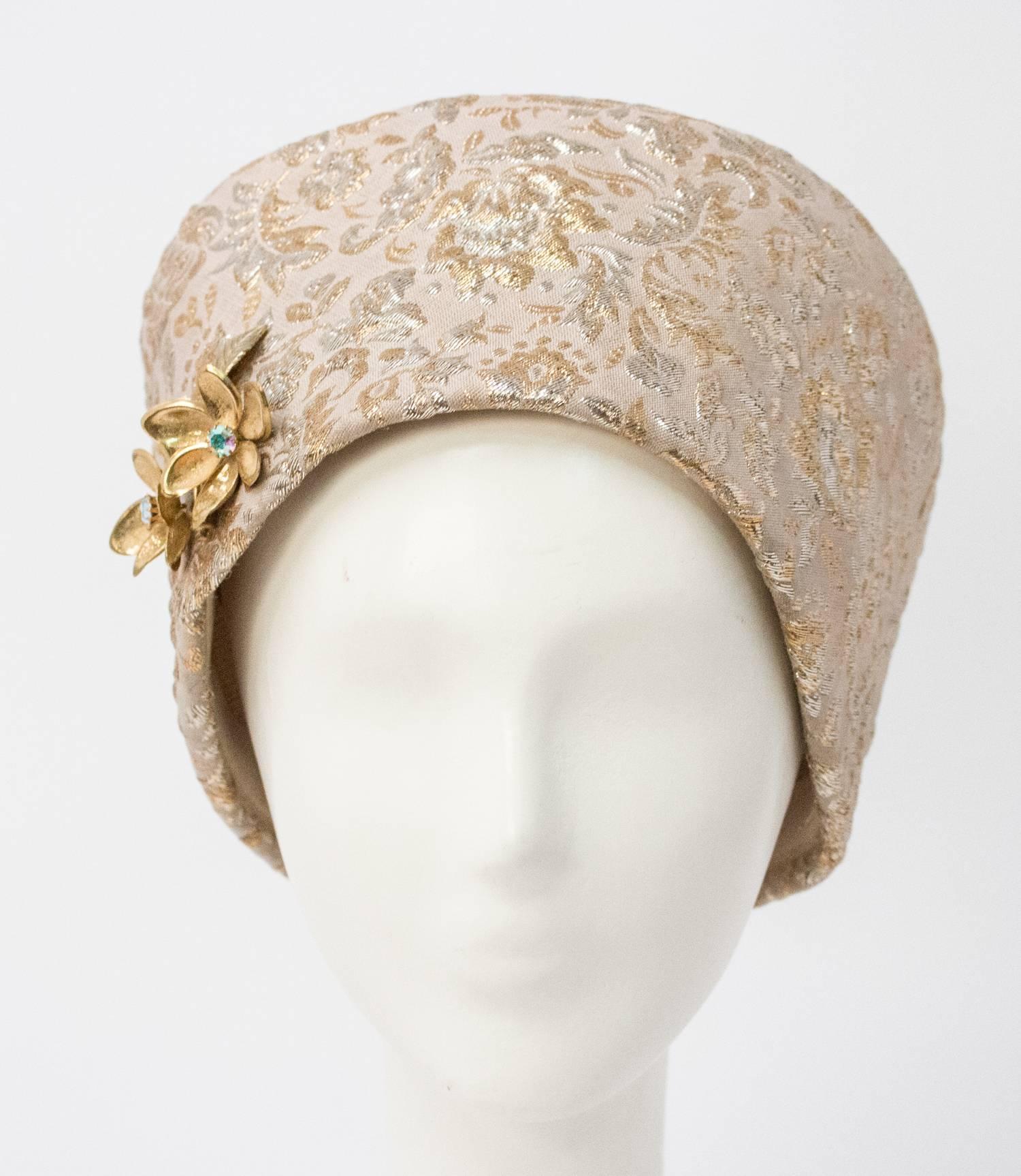 60s Brocade Structured Turban  In Excellent Condition In San Francisco, CA