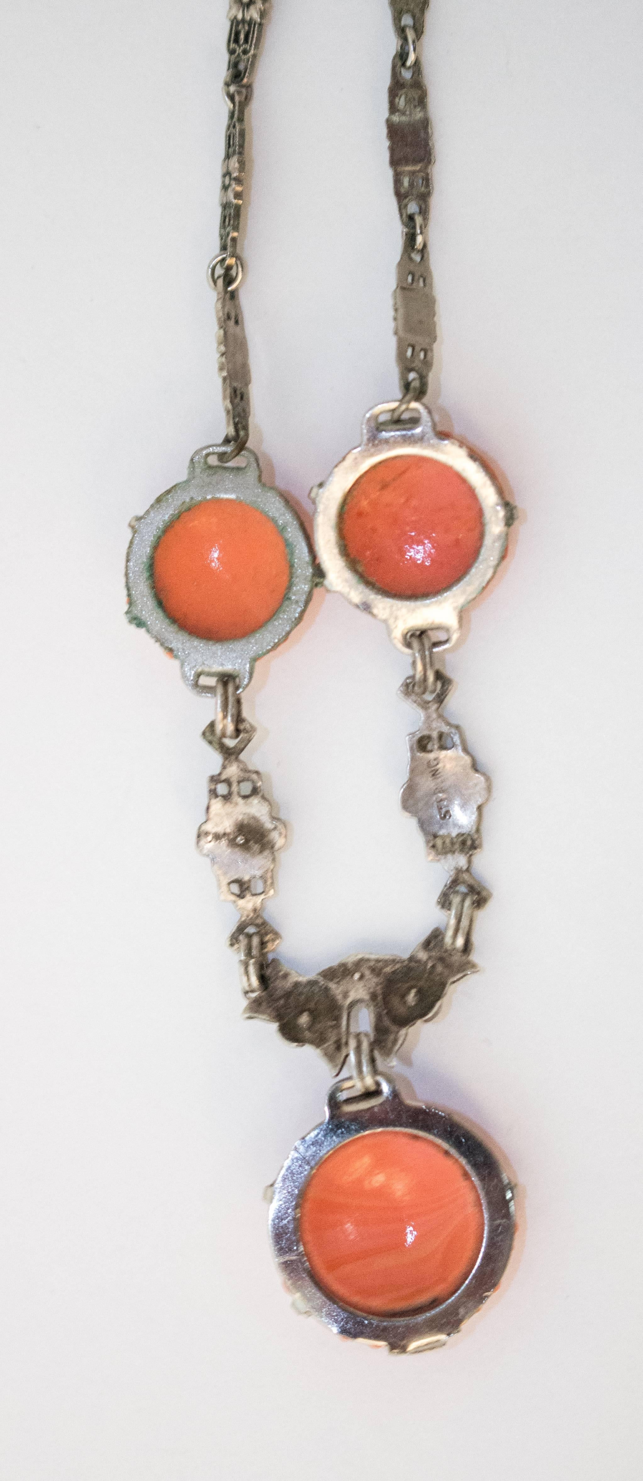1930s Orange and Silver Necklace 2