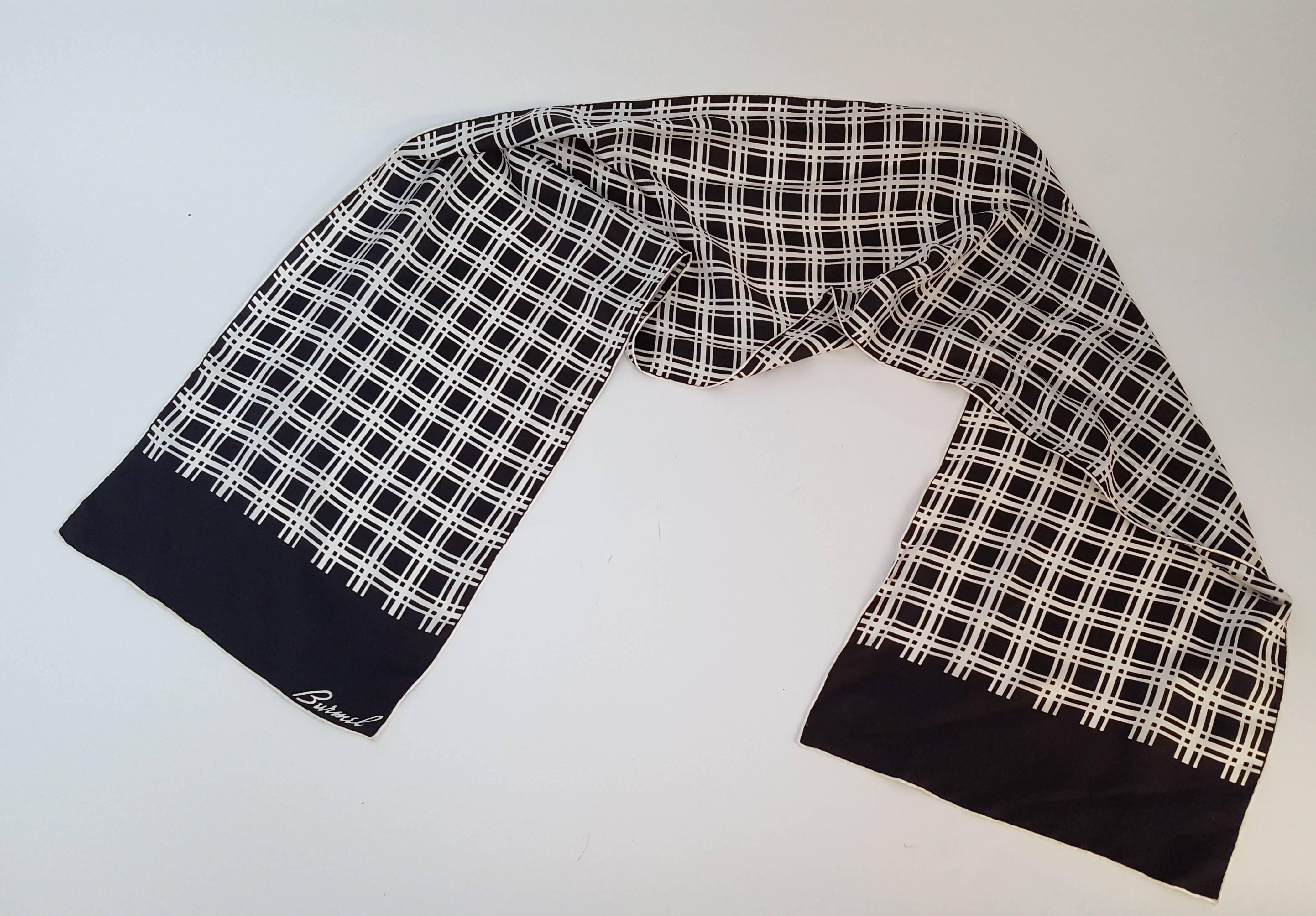80s Burmel Black and White Plaid Scarf In Excellent Condition In San Francisco, CA