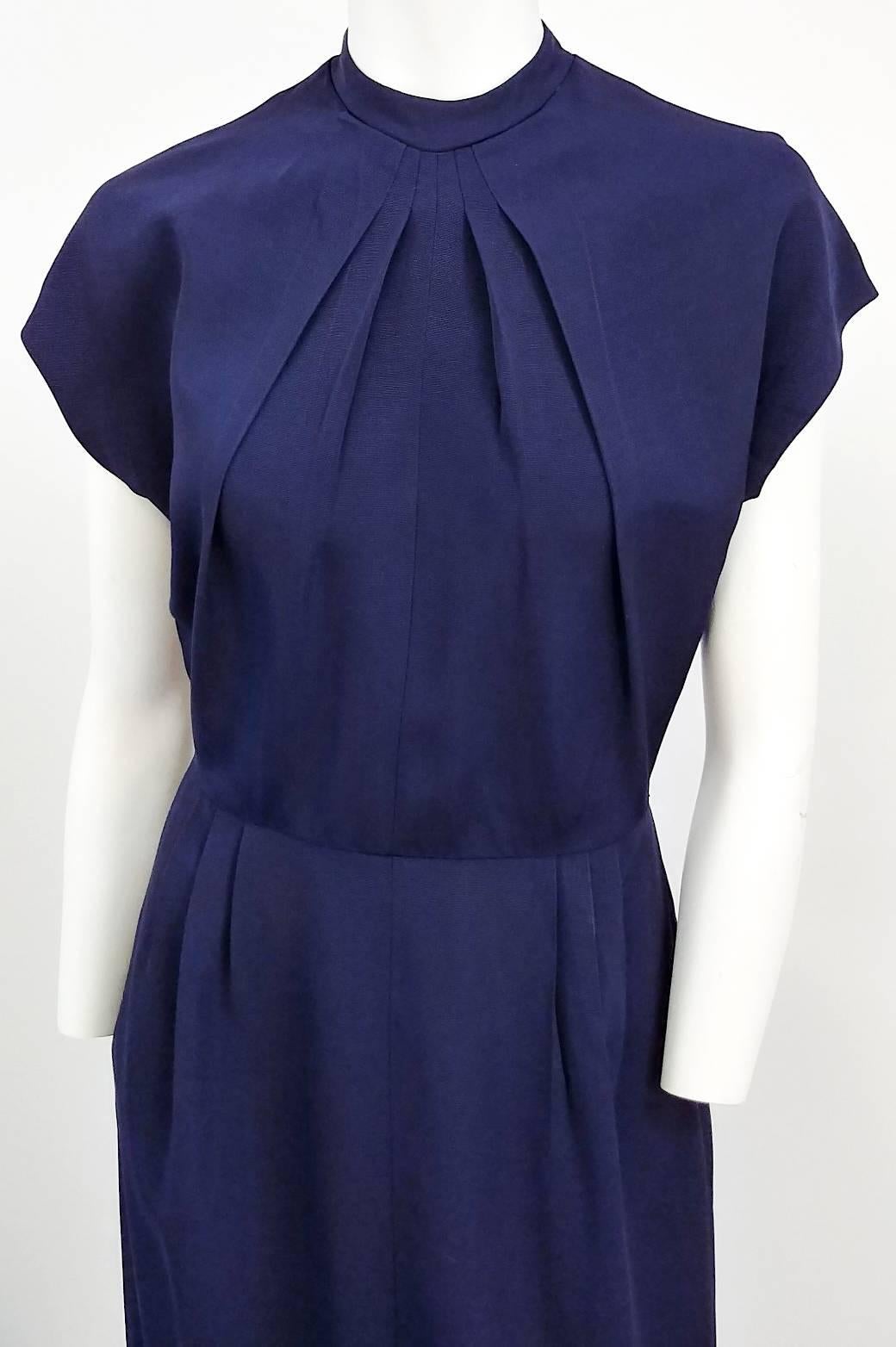 Black 60s Navy Blue Dress & Bolero Set