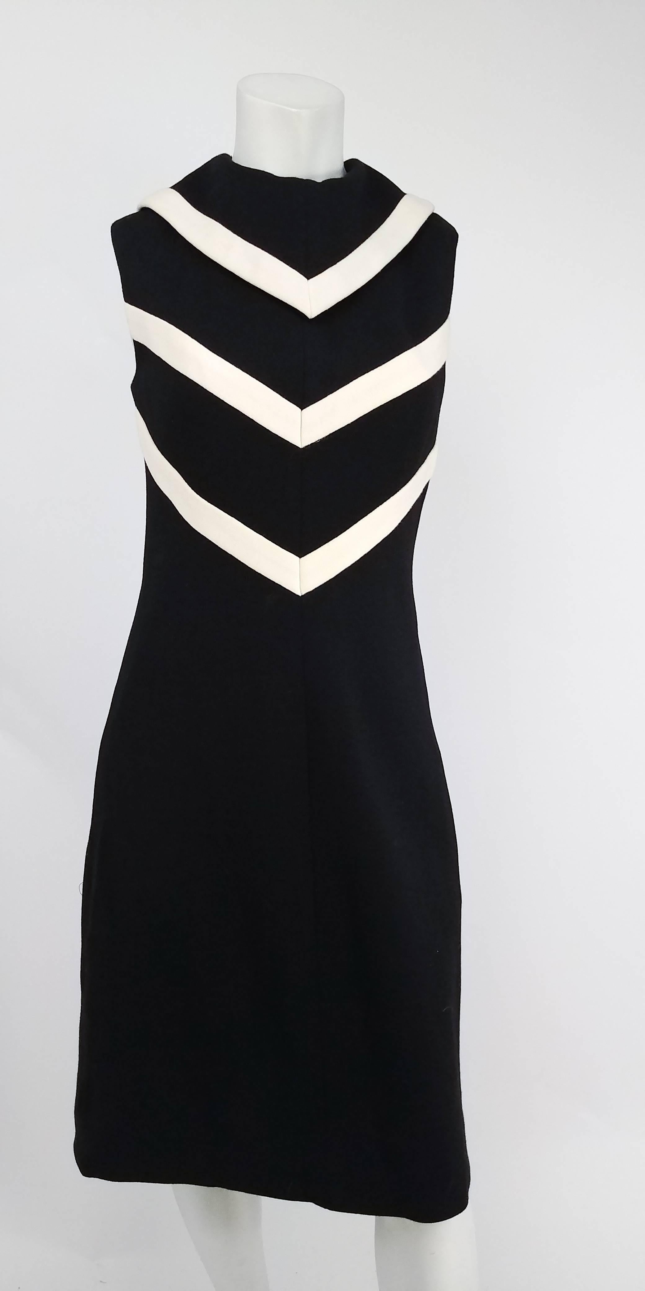 1960s Lilli Ann Black/White Two Piece Knit Dress Set 1