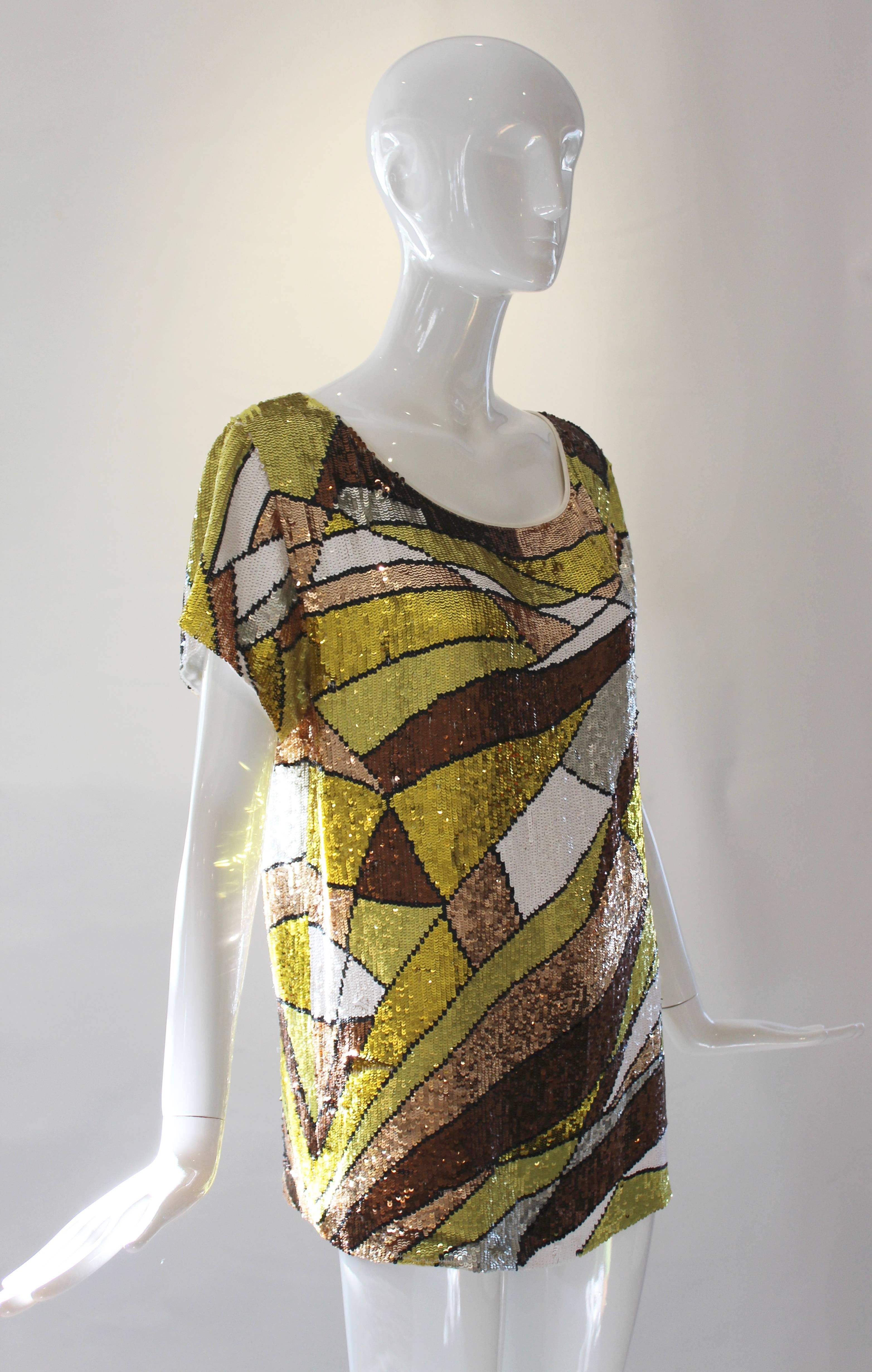 Pucci Sequined Mod Tunic In Excellent Condition In Houston, TX