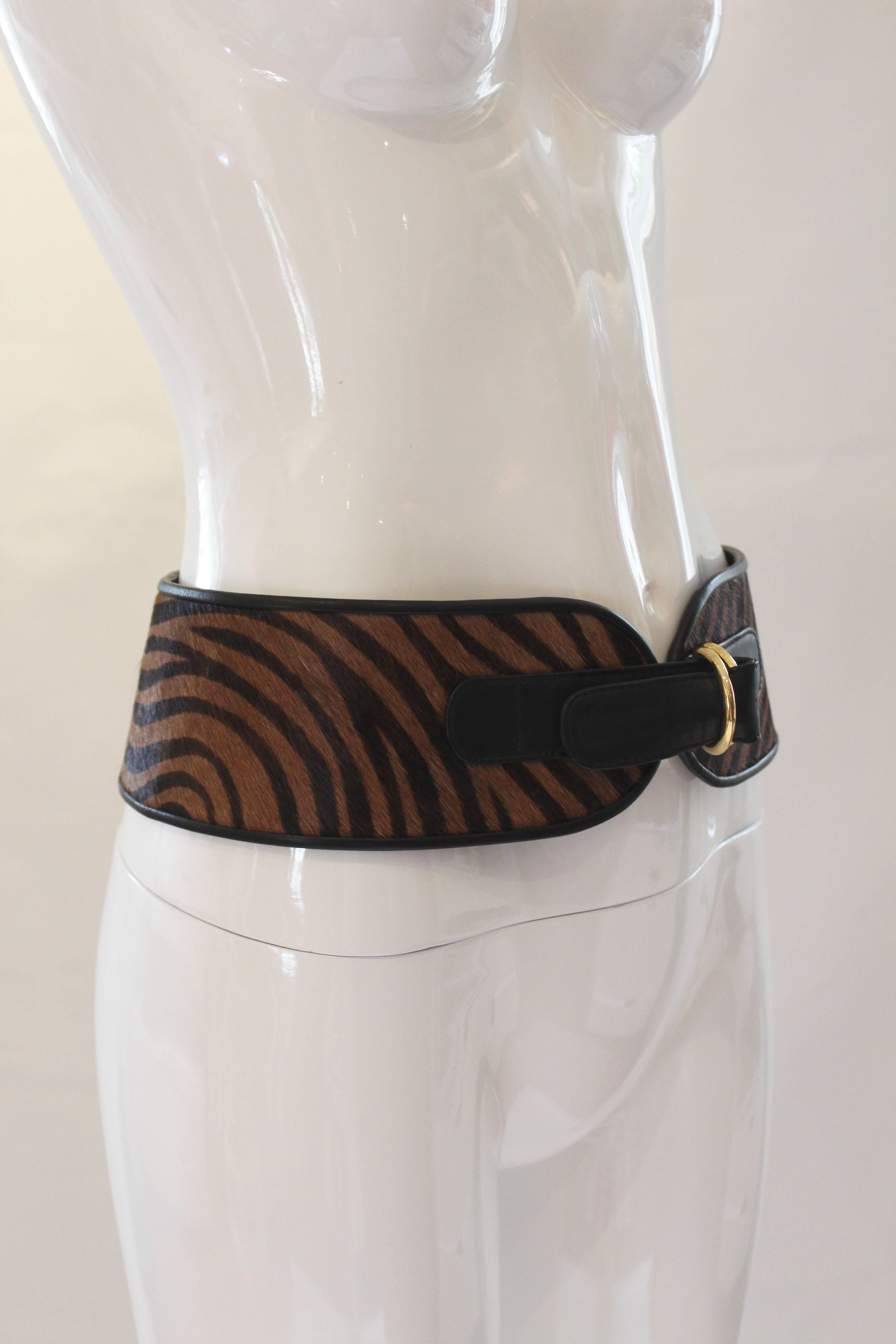 1980's Vintage Escada Animal Print Belt  In Excellent Condition For Sale In Houston, TX