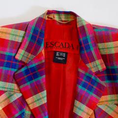 1980s Escada Plaid Linen Blazer