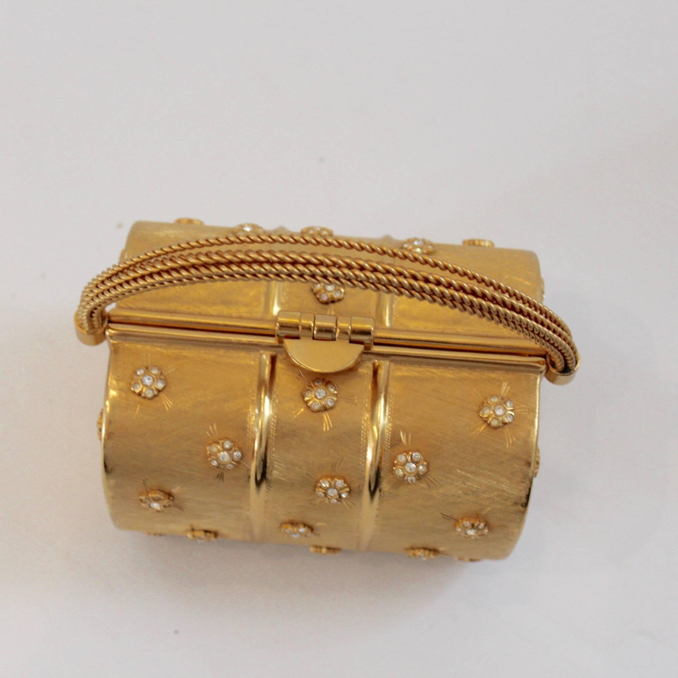 Brown 1970s Rodo Gold Square Evening Bag 
