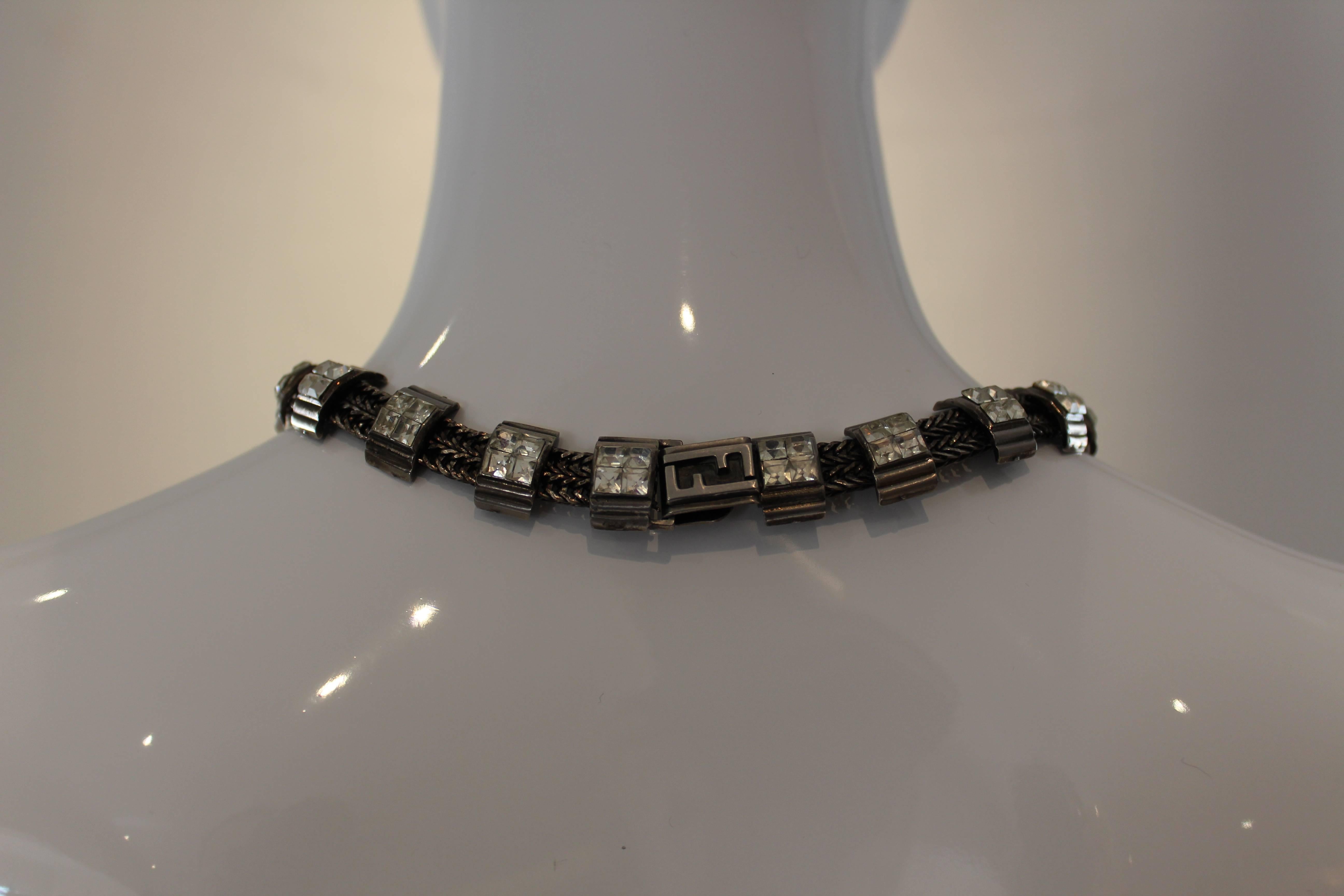 Fendi Mesh Chain Rhinestone Necklace 3