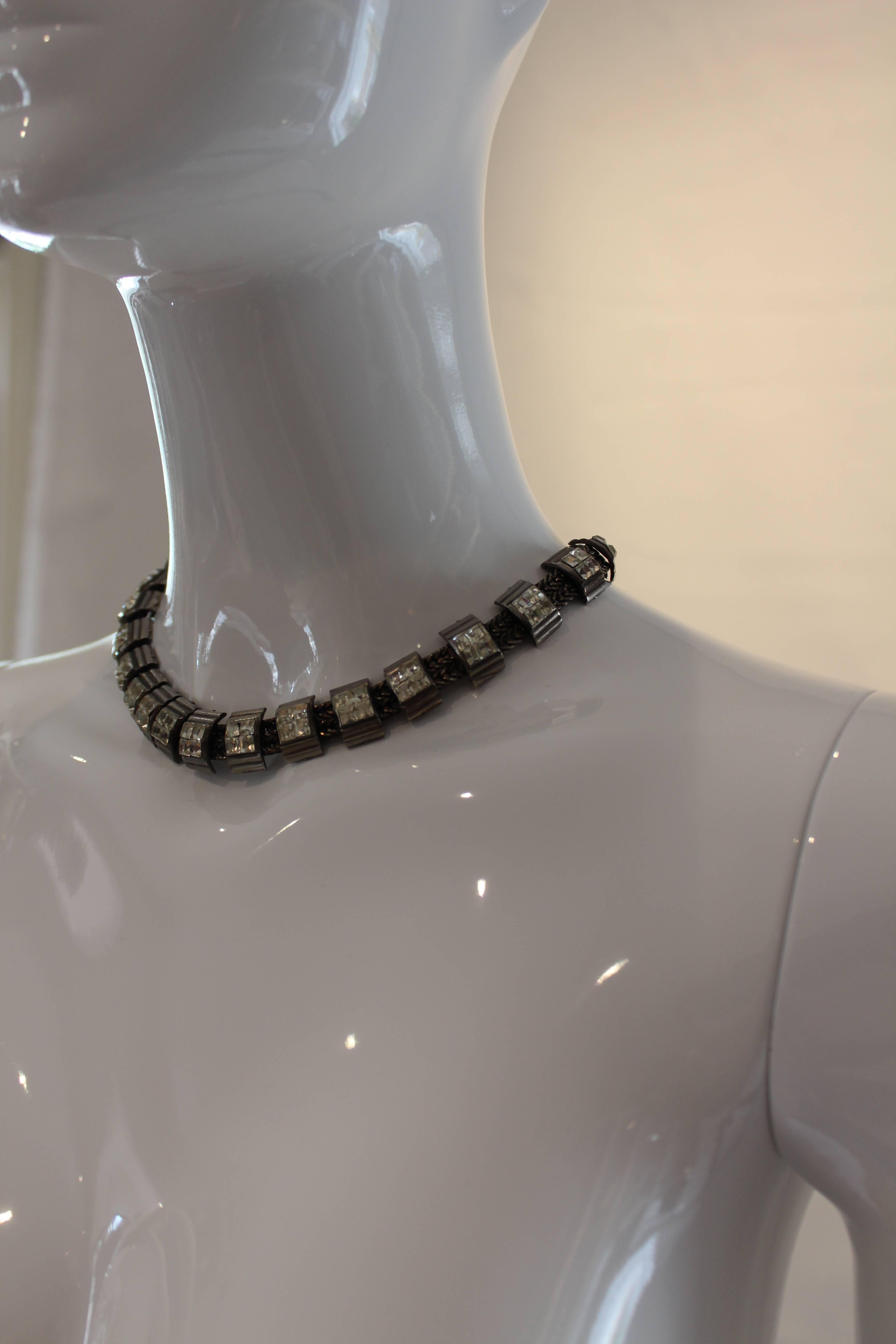 Fendi Mesh Chain Rhinestone Necklace 2