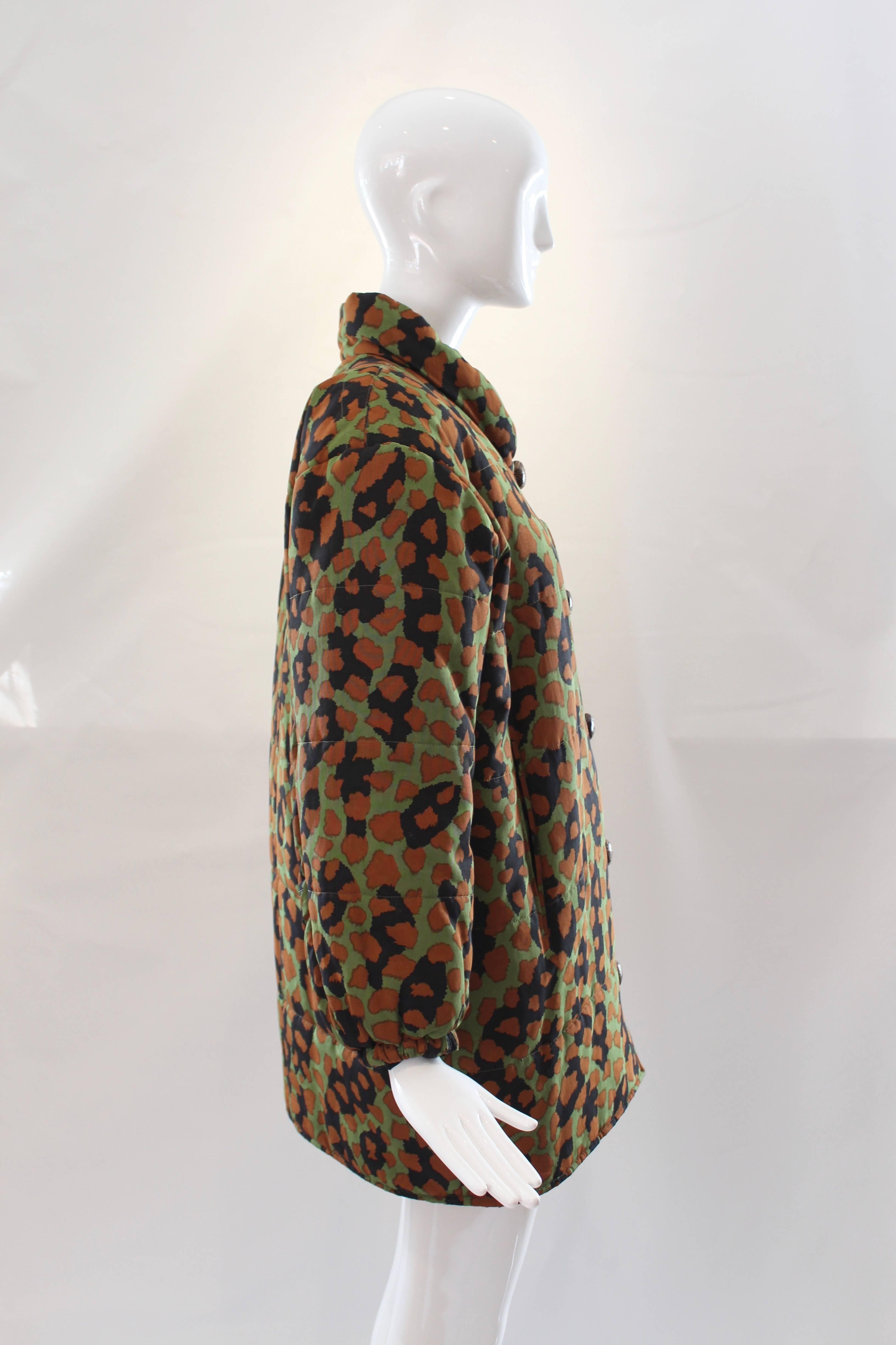Brown Yves Saint Lauren Camouflage Puffer Coat 