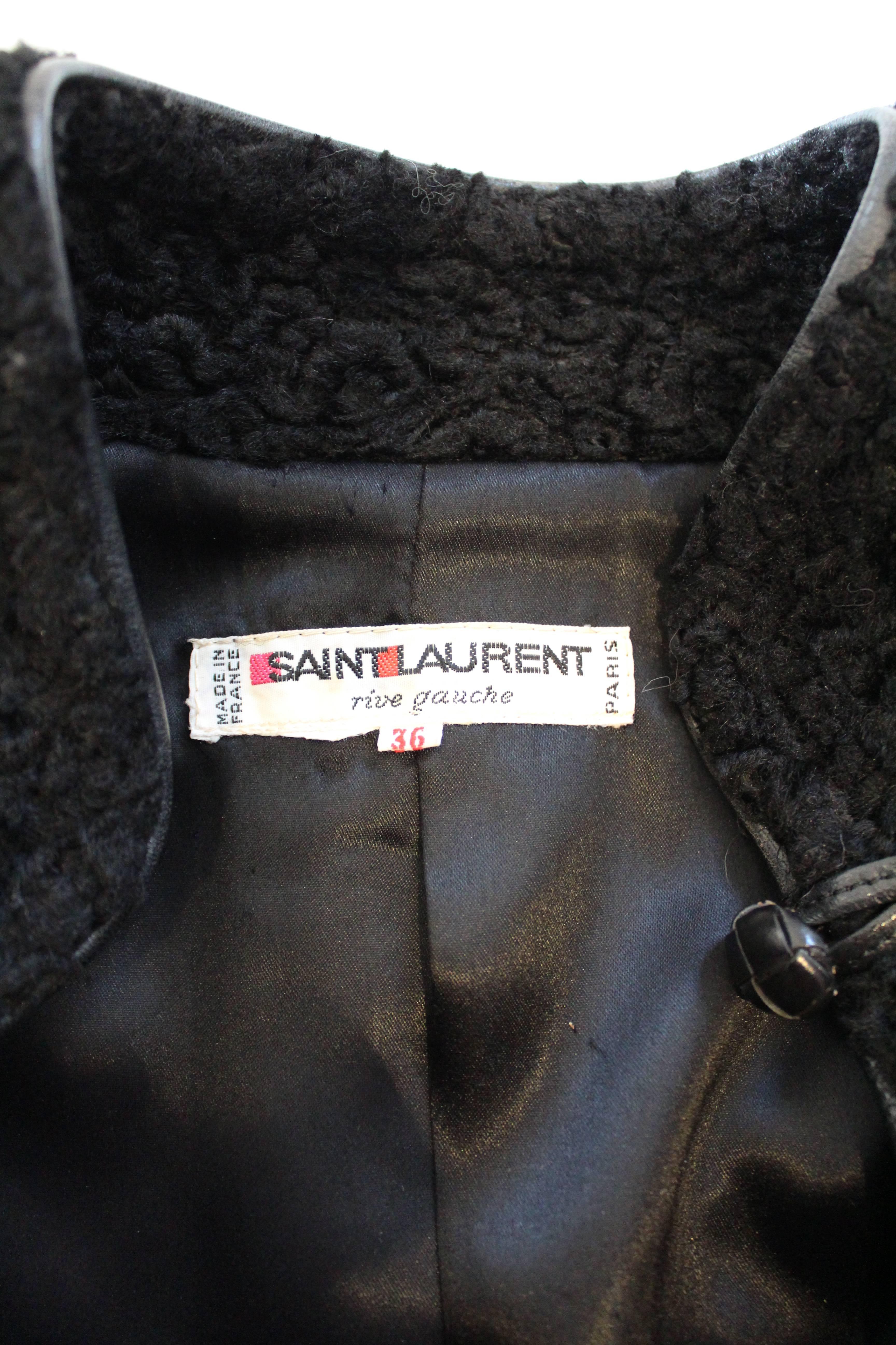Yves Saint Laurent Rive Gauche Military Faux Broadtail Lamb  For Sale 5