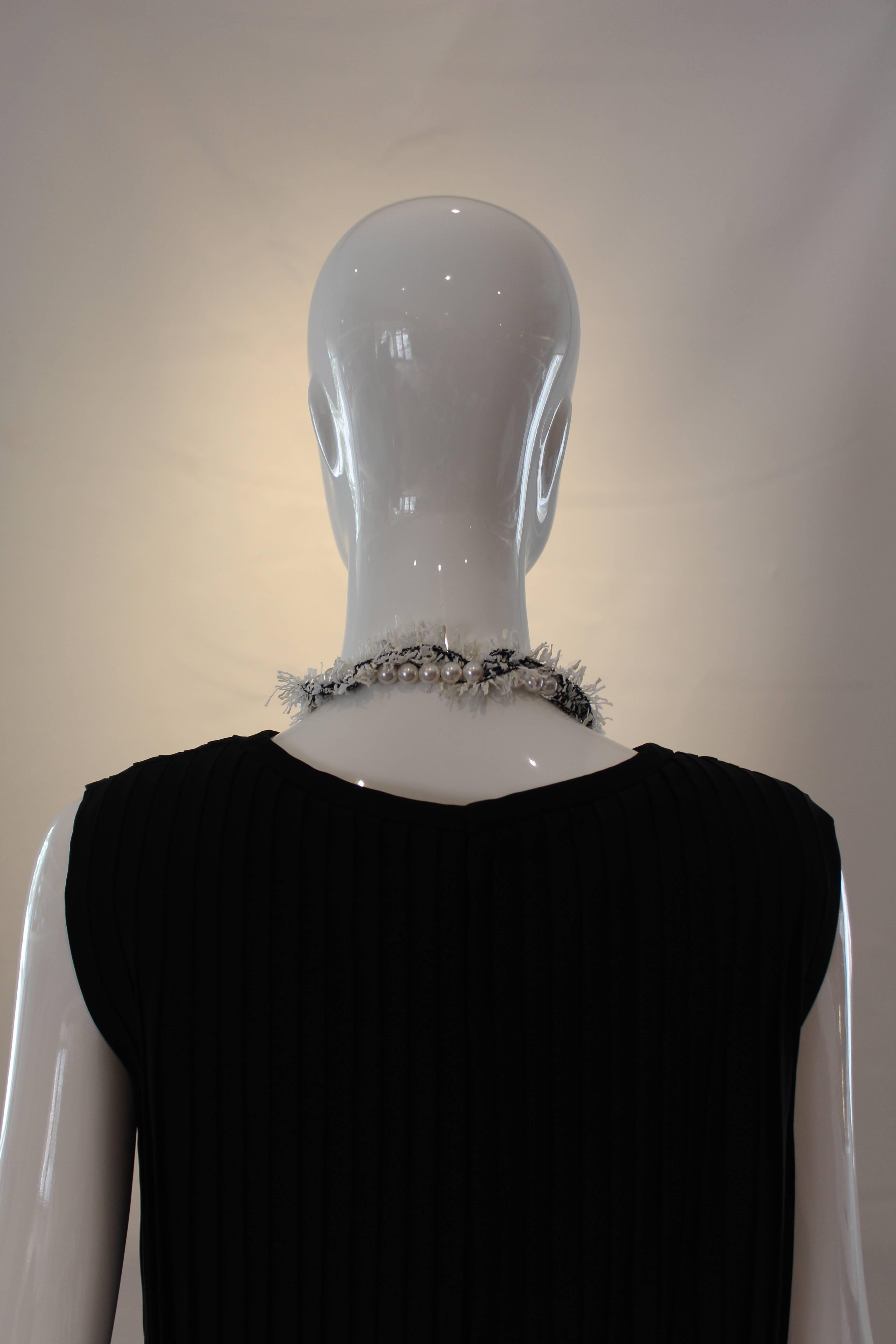 Lanvin Pearl and Tweed Ribbon Necklace - Belt  2