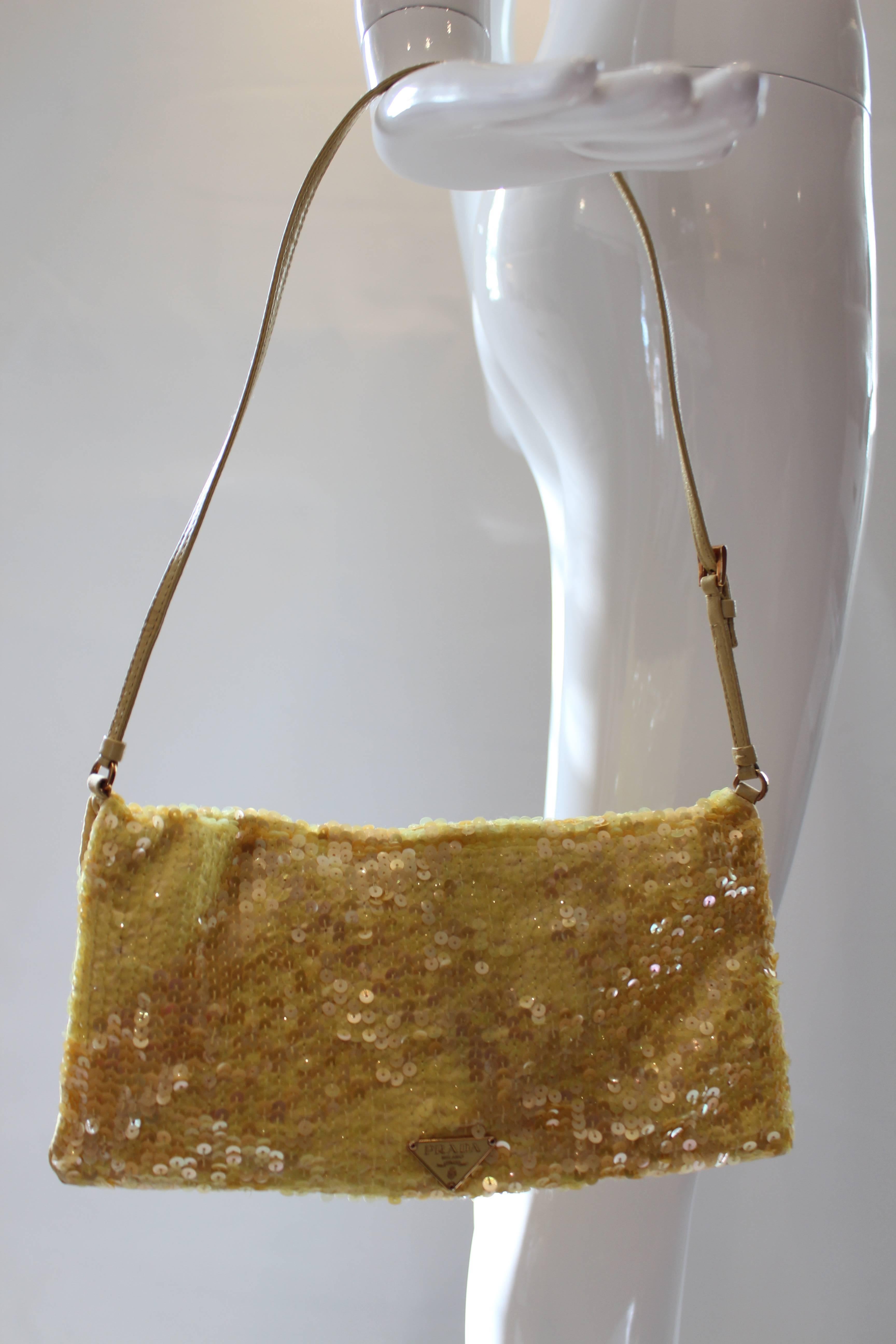 Women's Yellow Sequined Prada Handbag