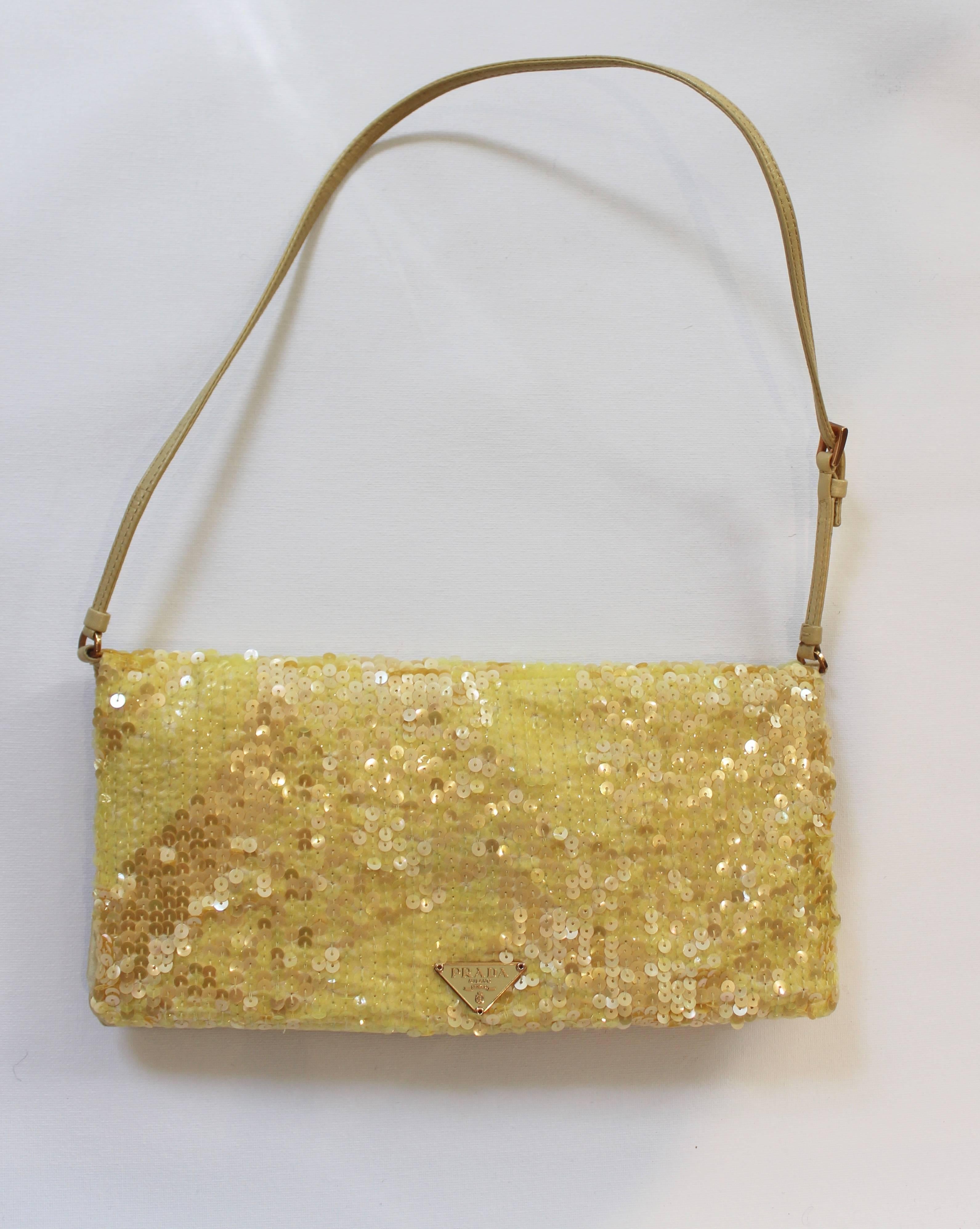 prada yellow sparkly bag
