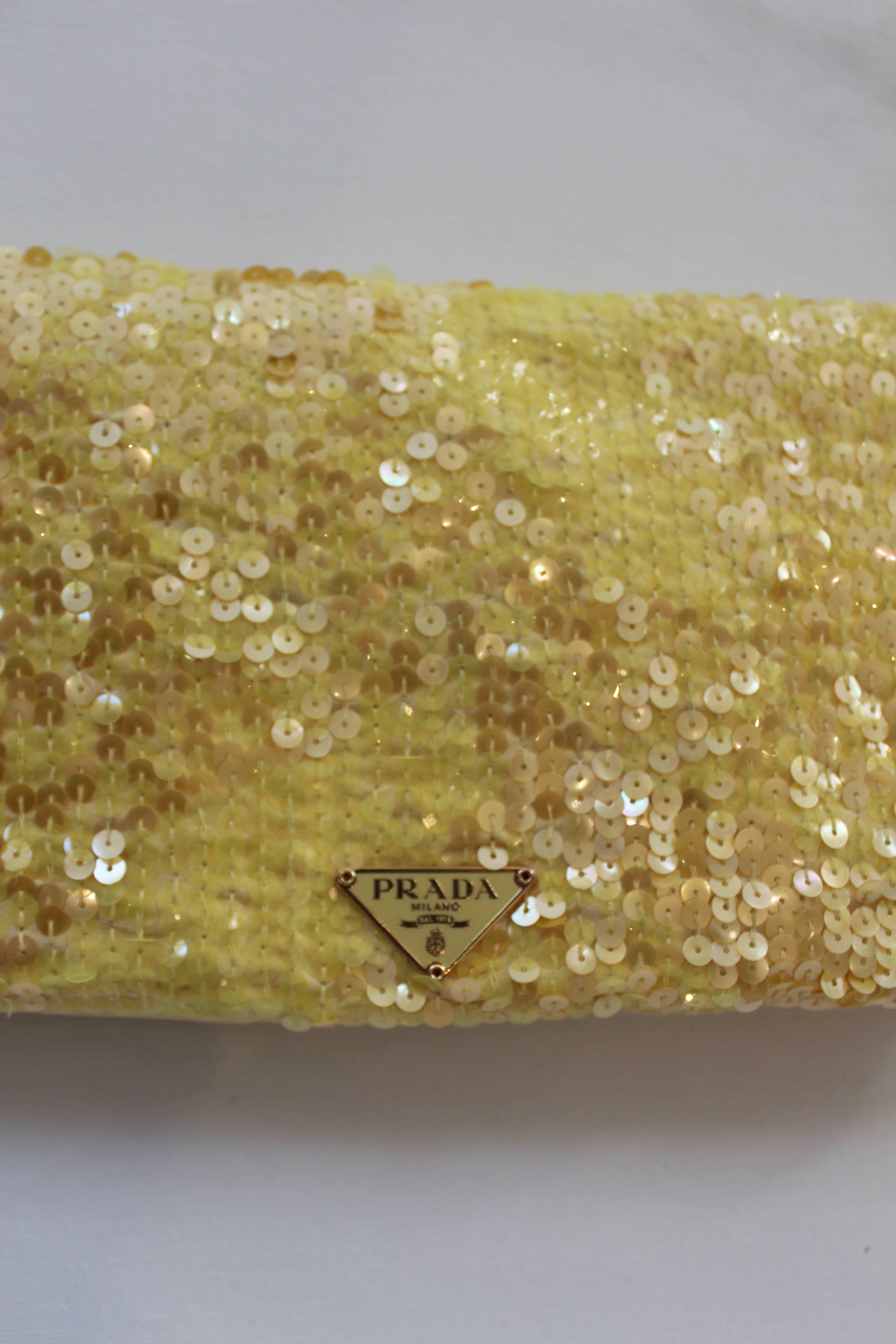 Brown Yellow Sequined Prada Handbag