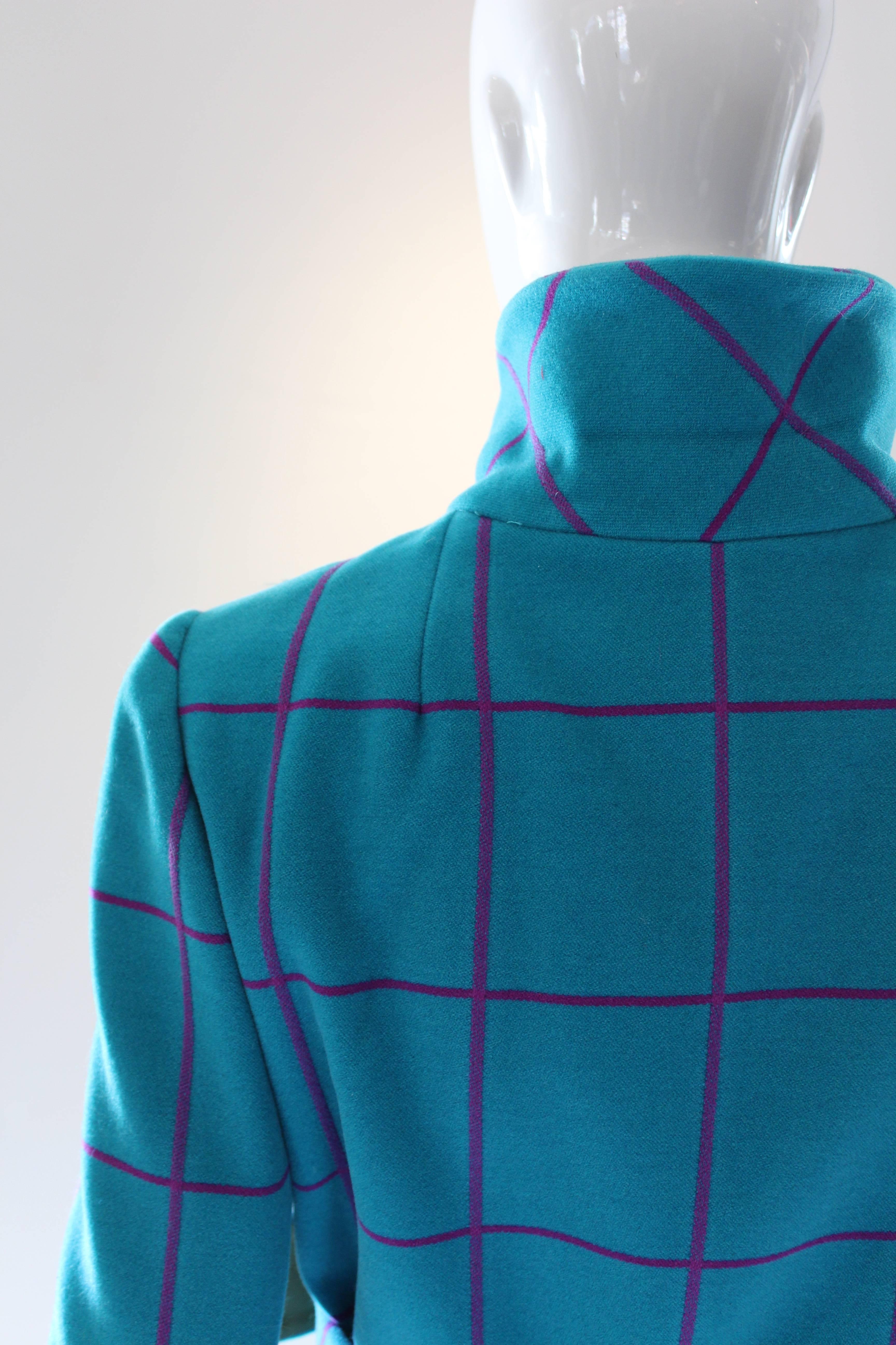 Oscar de la Renta Knit Windowpane Jacket, 1960s For Sale 3