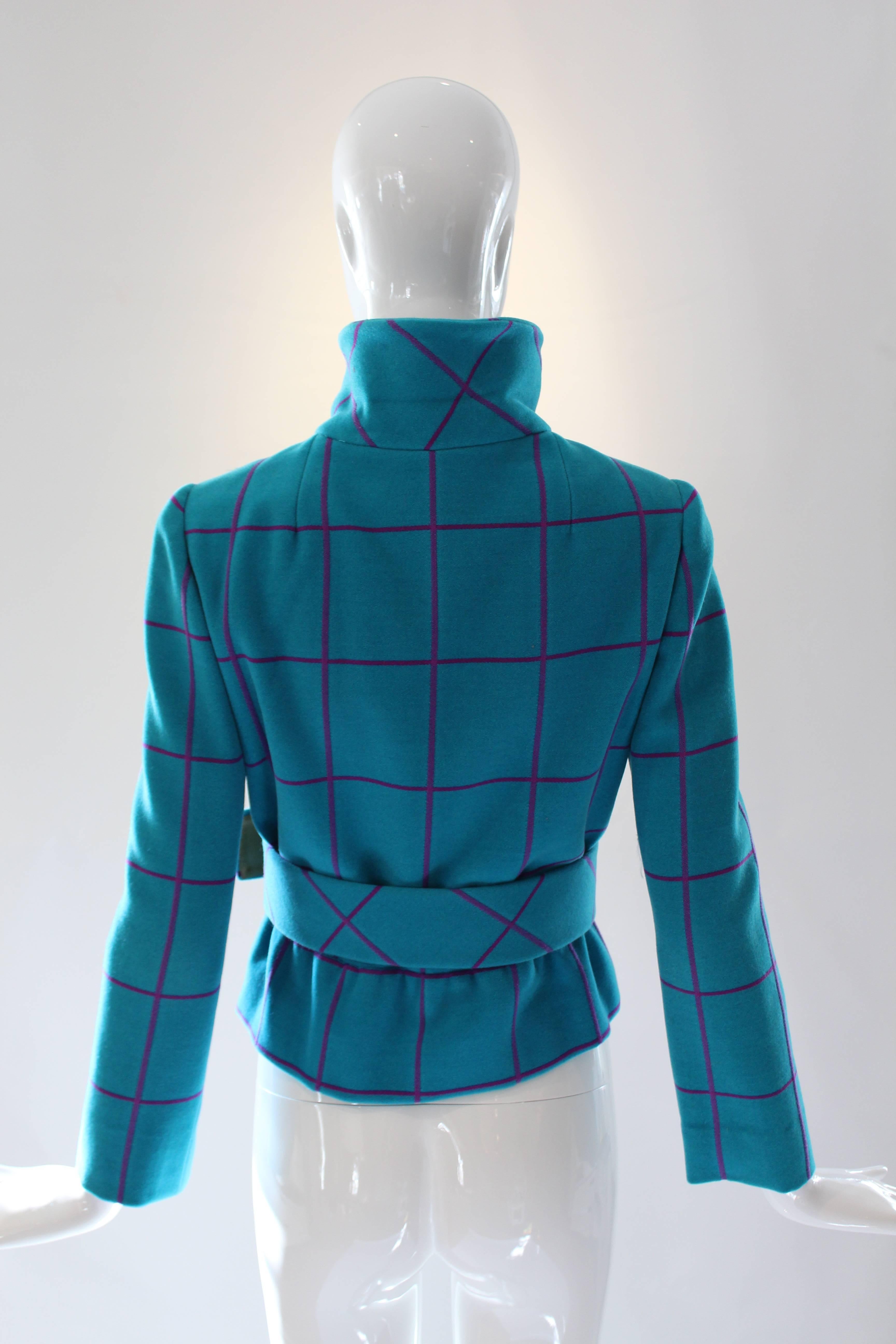 Oscar de la Renta Knit Windowpane Jacket, 1960s For Sale 2