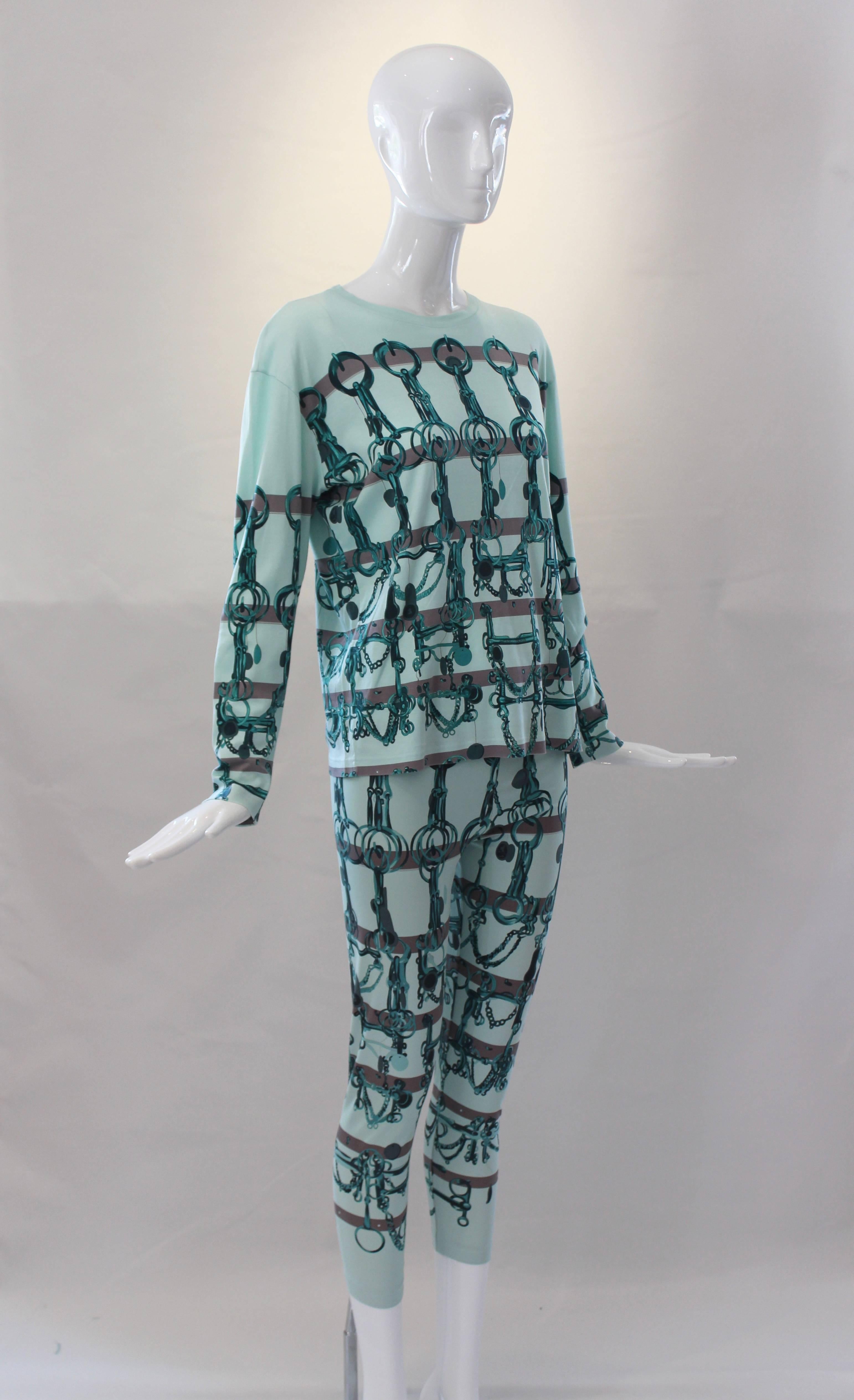 Women's Hermes Cotton Horsebit Print Shirt and Leggings Set