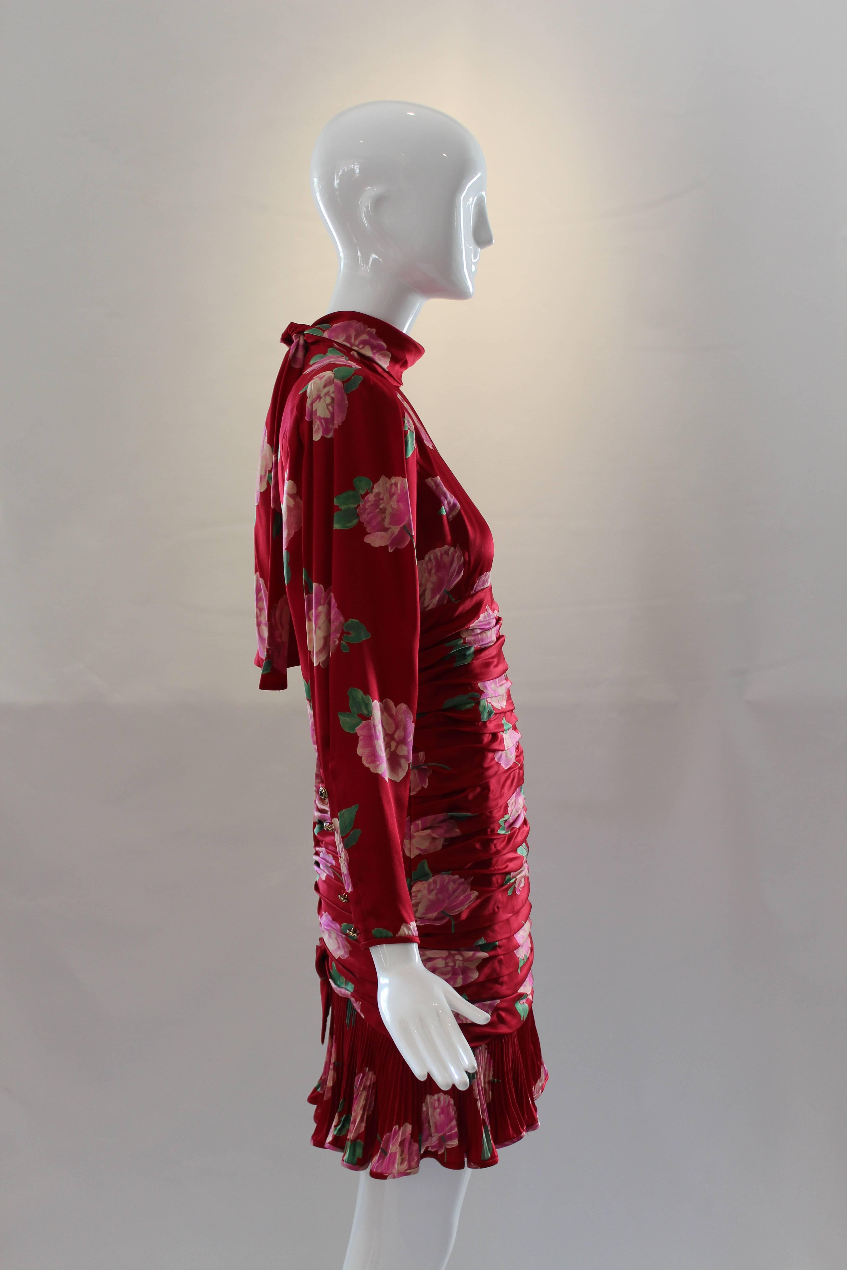 Women's 1980's Ungaro Floral Cocktail Dress 