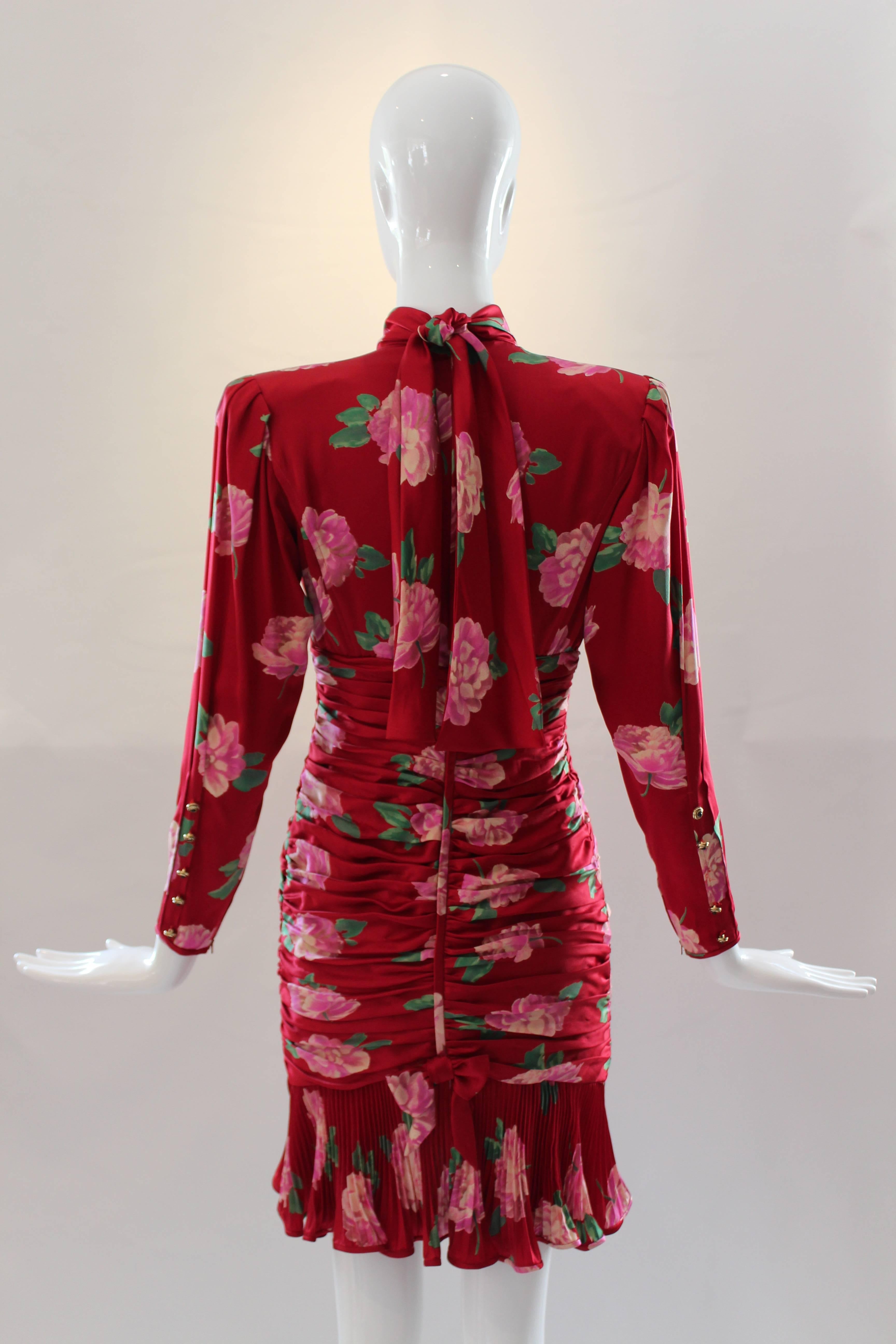 1980's Ungaro Floral Cocktail Dress  1