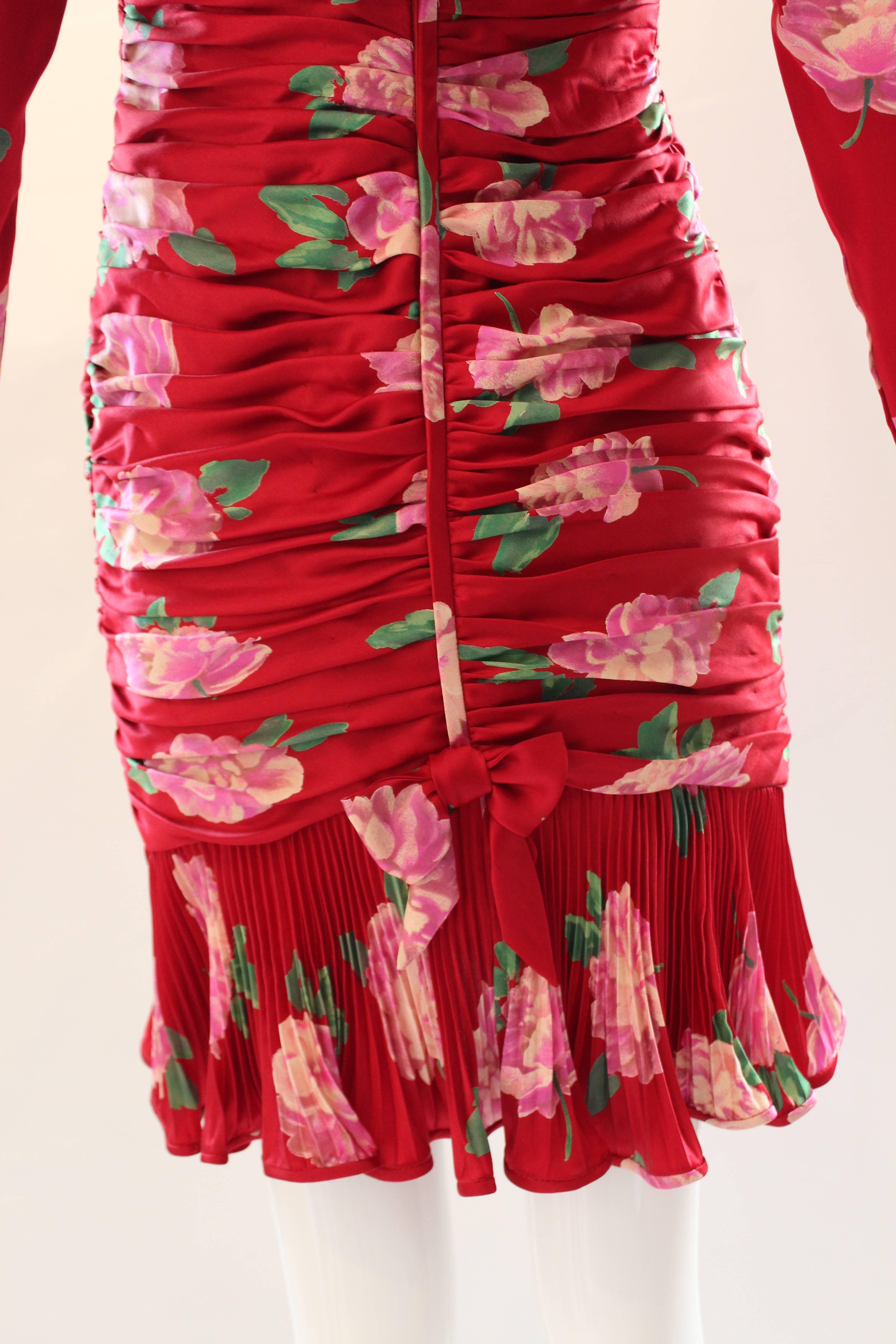 1980's Ungaro Floral Cocktail Dress  4