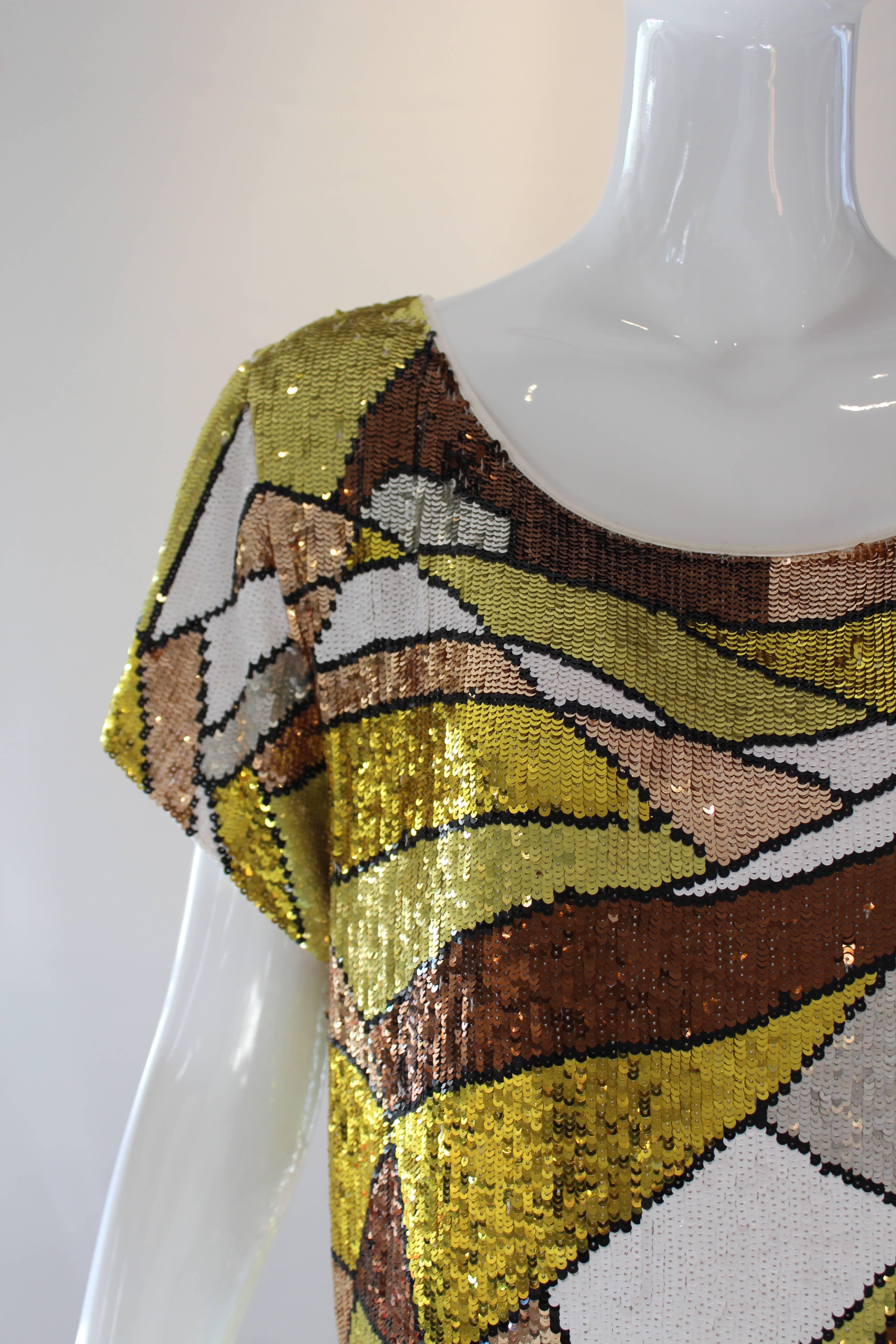 Brown Pucci Sequined Mod Tunic