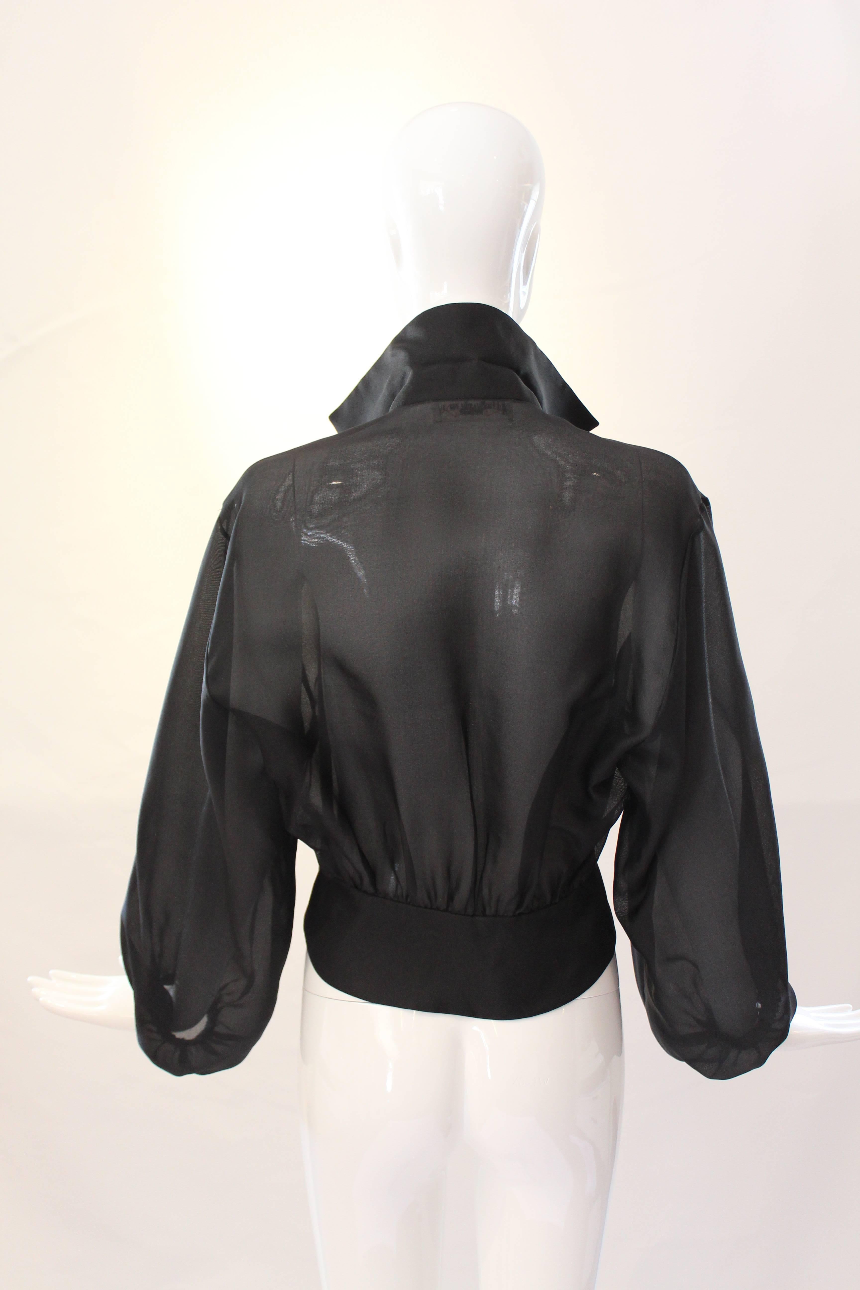 Yves Saint Laurent Rive Gauche Black Sheer Blouse Jacket  2