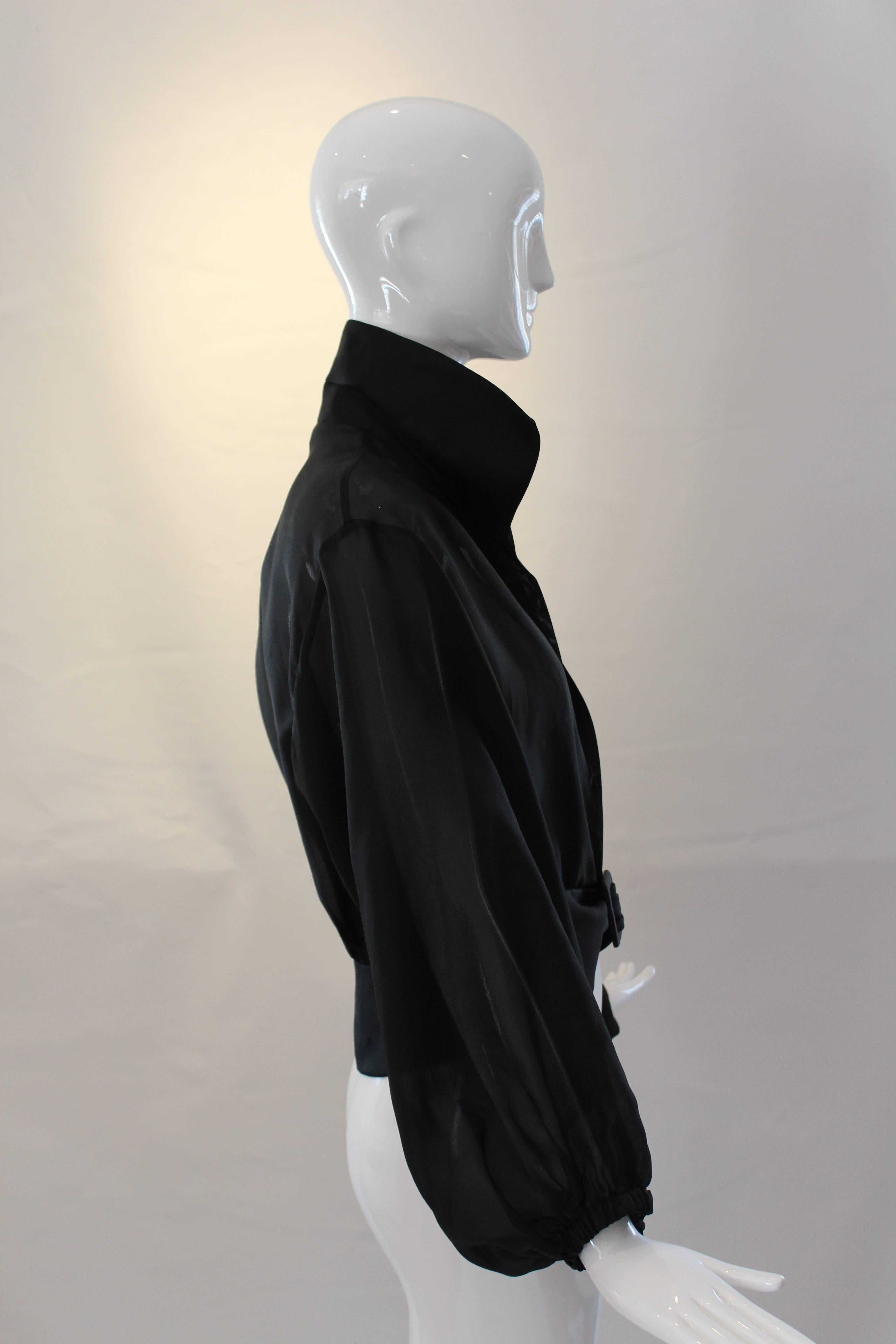 Yves Saint Laurent Rive Gauche Black Sheer Blouse Jacket  1