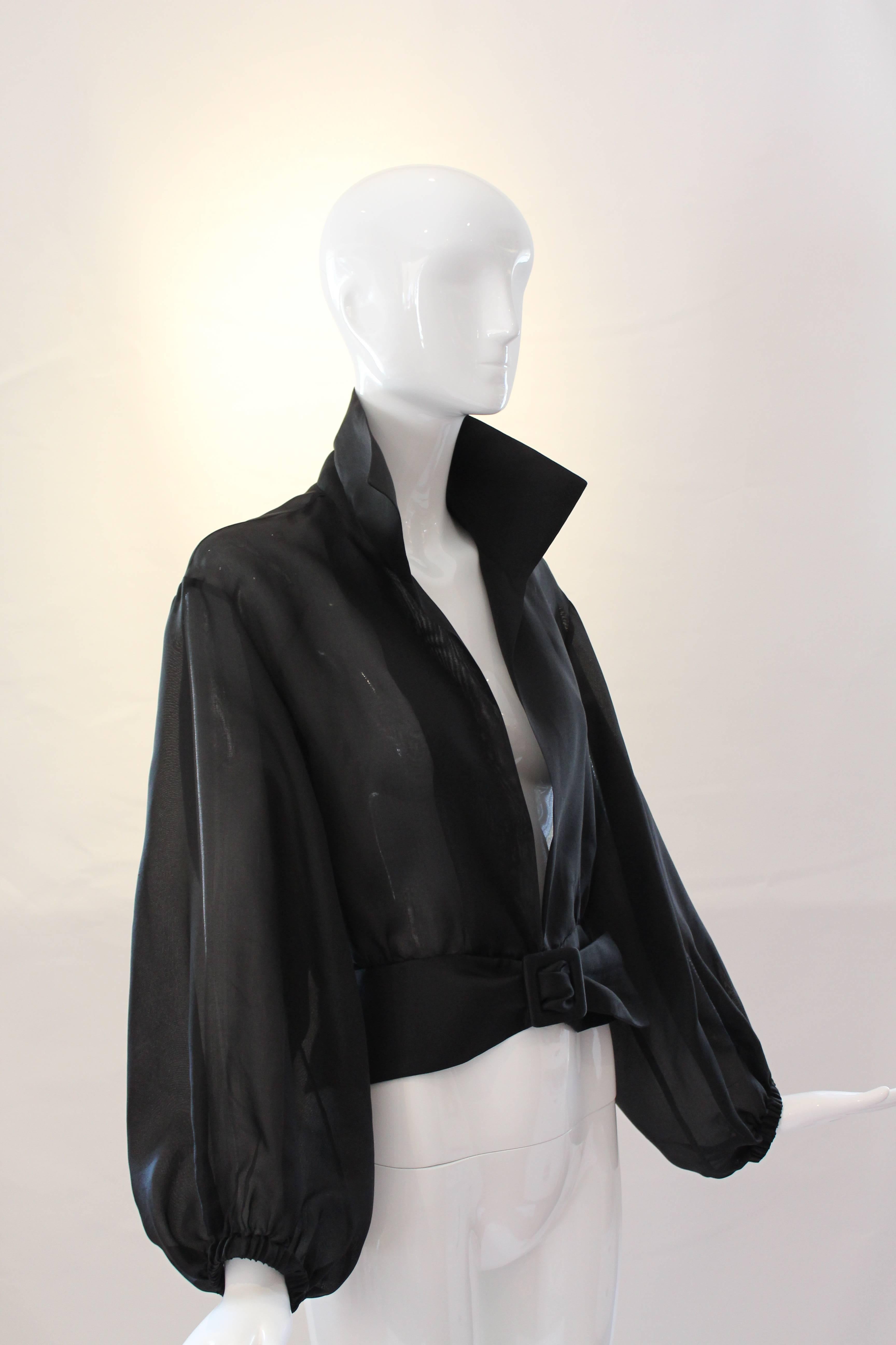 Women's Yves Saint Laurent Rive Gauche Black Sheer Blouse Jacket 