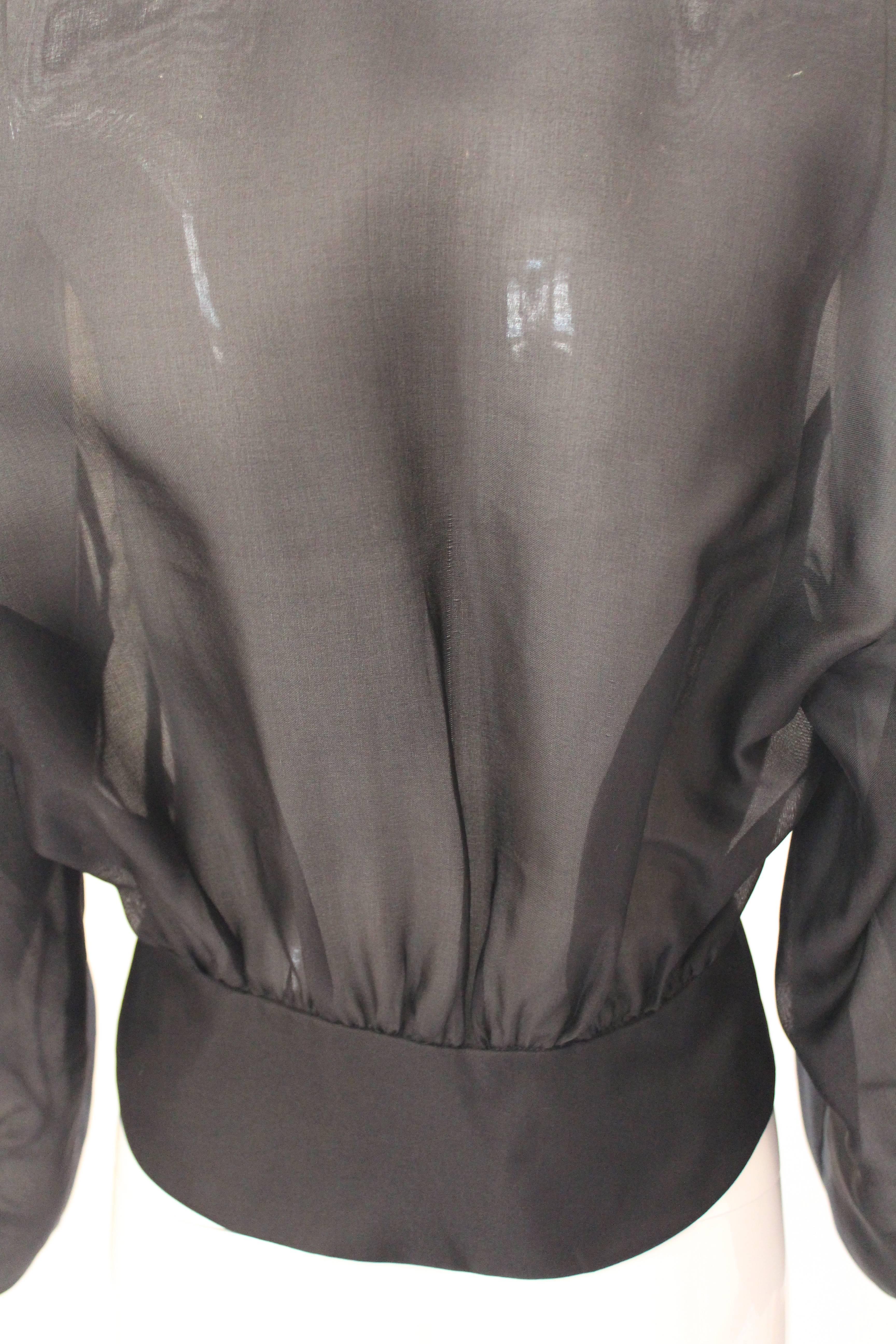 Yves Saint Laurent Rive Gauche Black Sheer Blouse Jacket  3