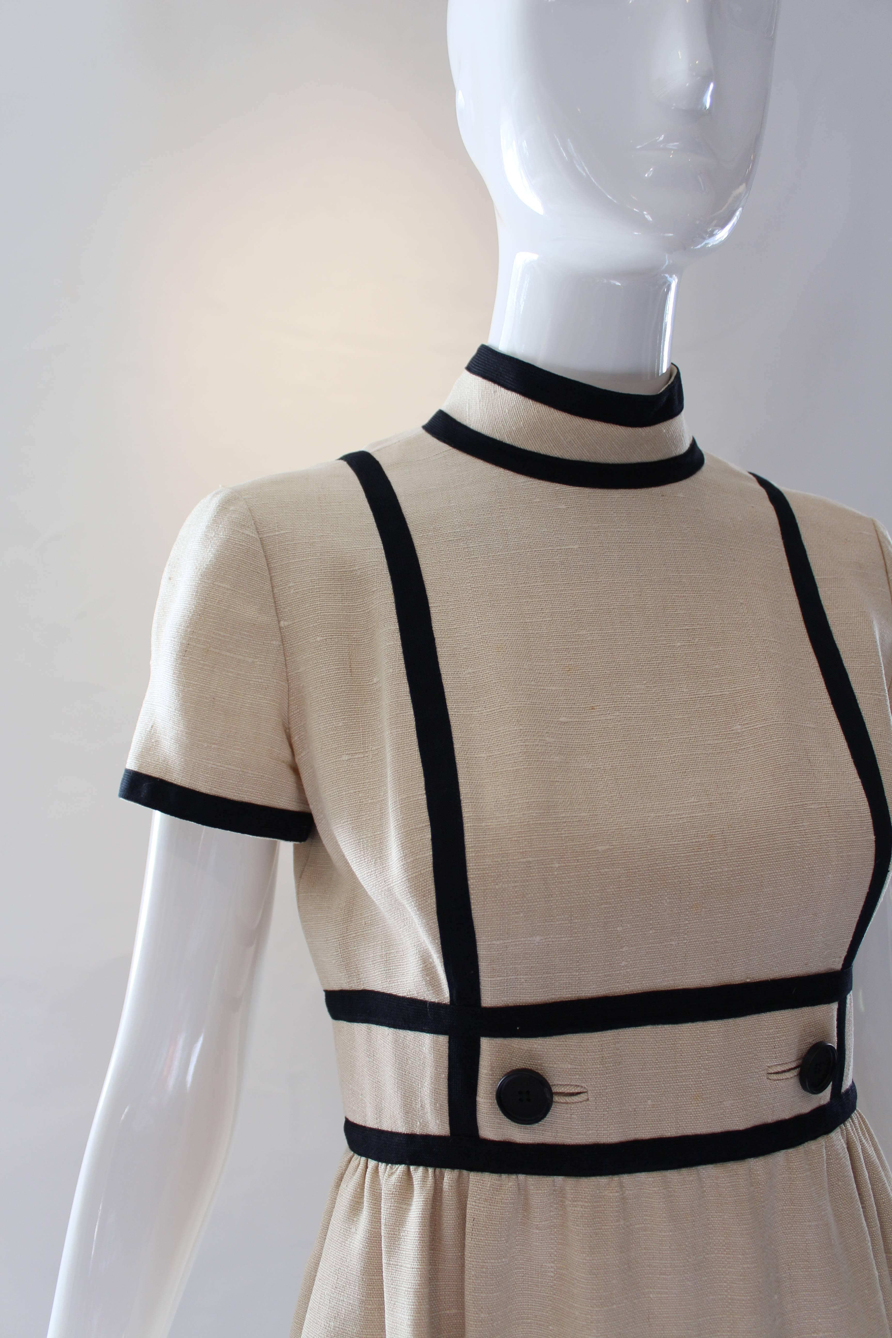 Gray 1960s Geoffrey Beene Linen Dress