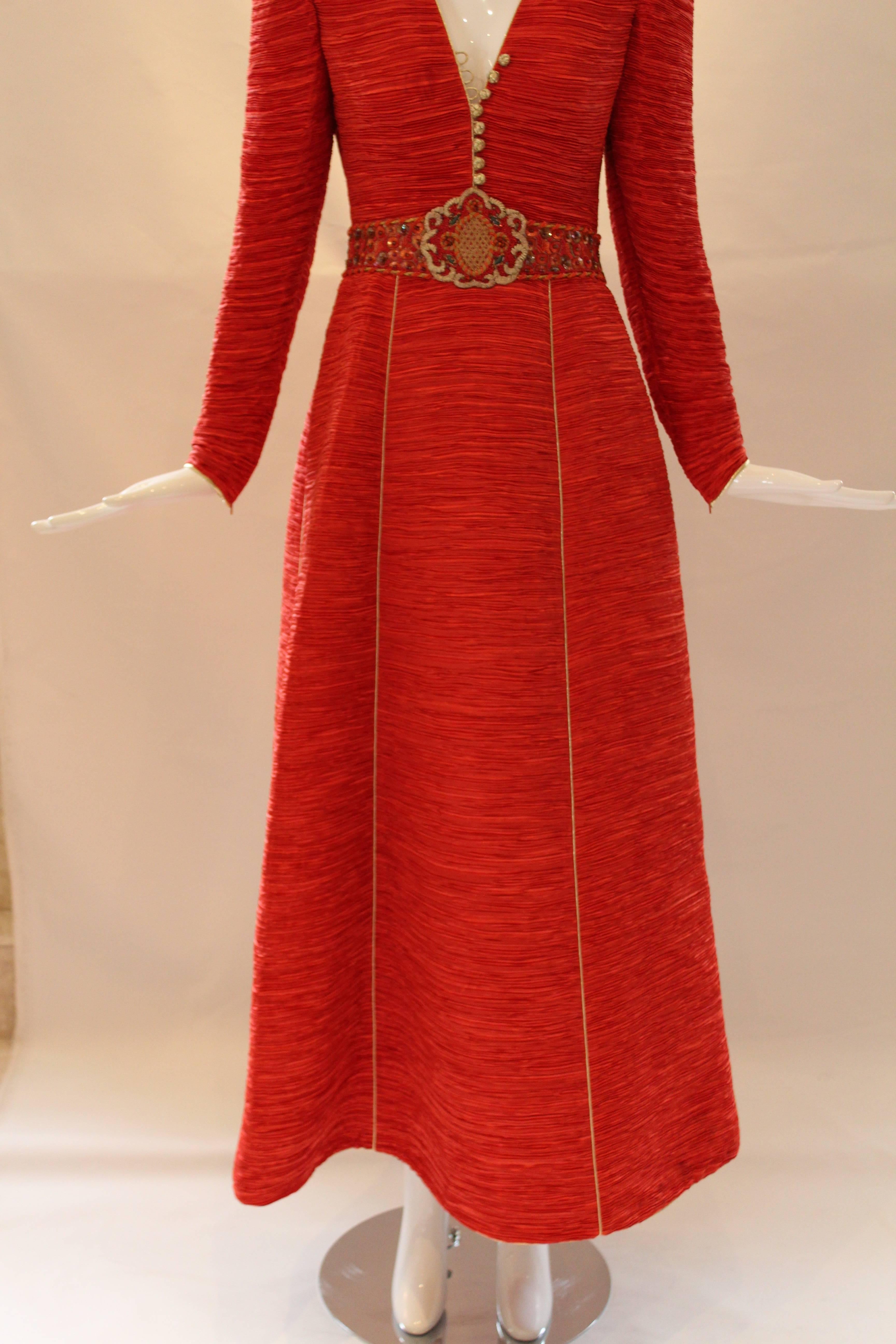 Red Rare 1980's Mary McFadden Couture Gown 