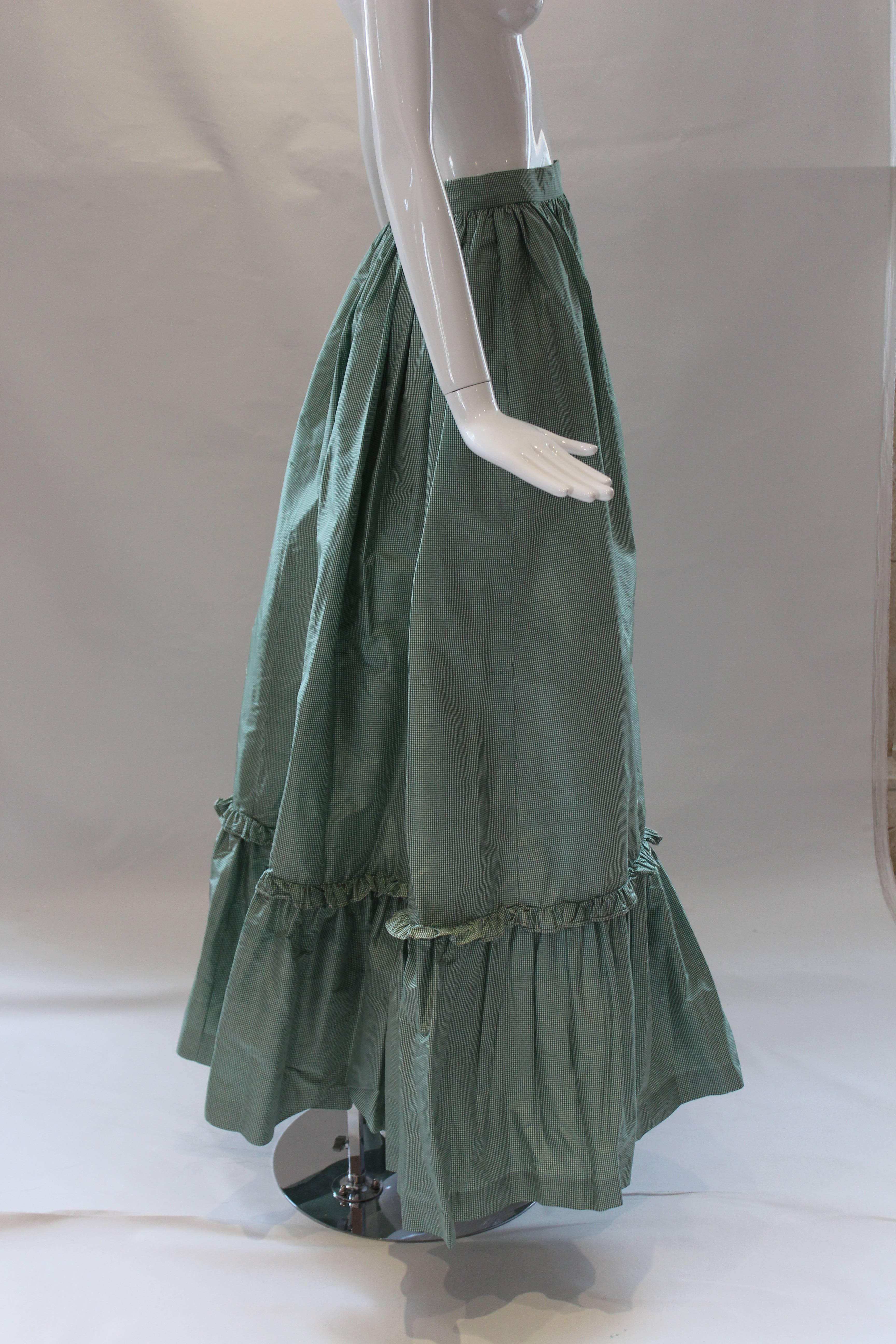 1980s Vintage Oscar de la Renta Gingham Ball Skirt  1